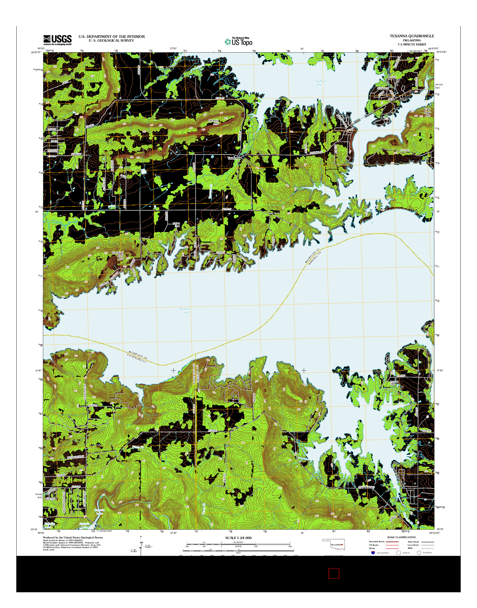 USGS US TOPO 7.5-MINUTE MAP FOR TEXANNA, OK 2012