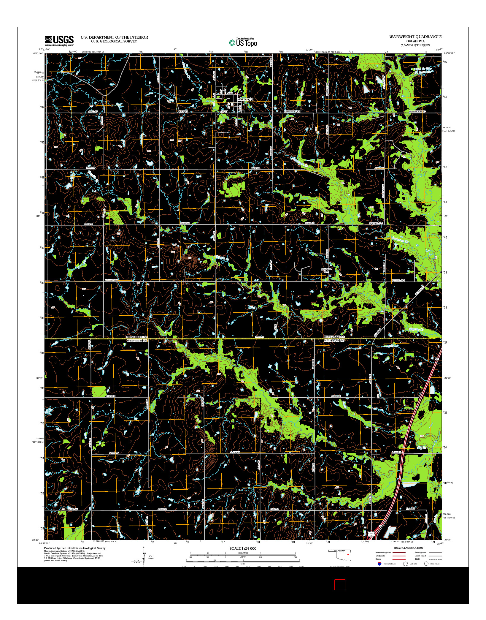 USGS US TOPO 7.5-MINUTE MAP FOR WAINWRIGHT, OK 2012