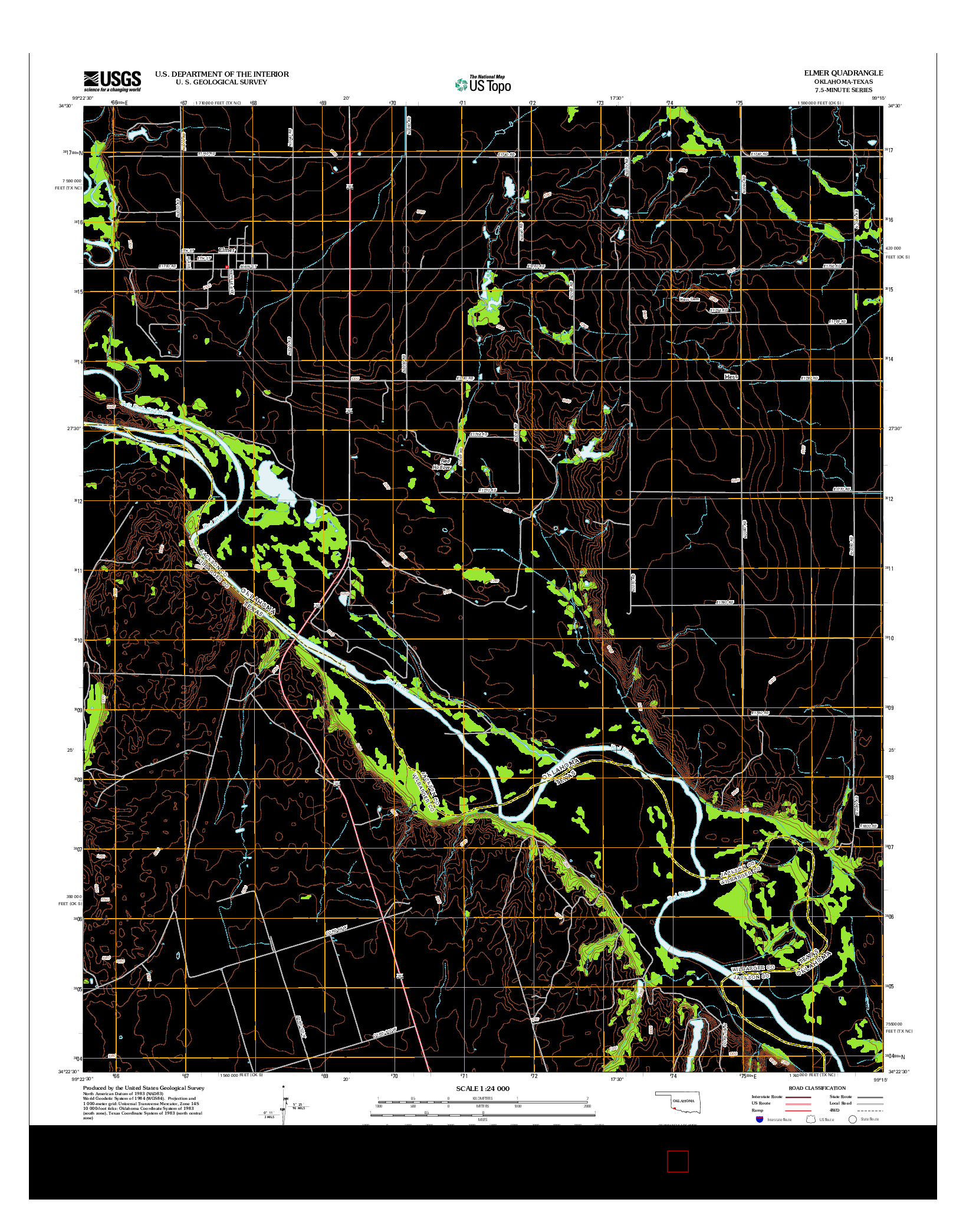 USGS US TOPO 7.5-MINUTE MAP FOR ELMER, OK-TX 2012