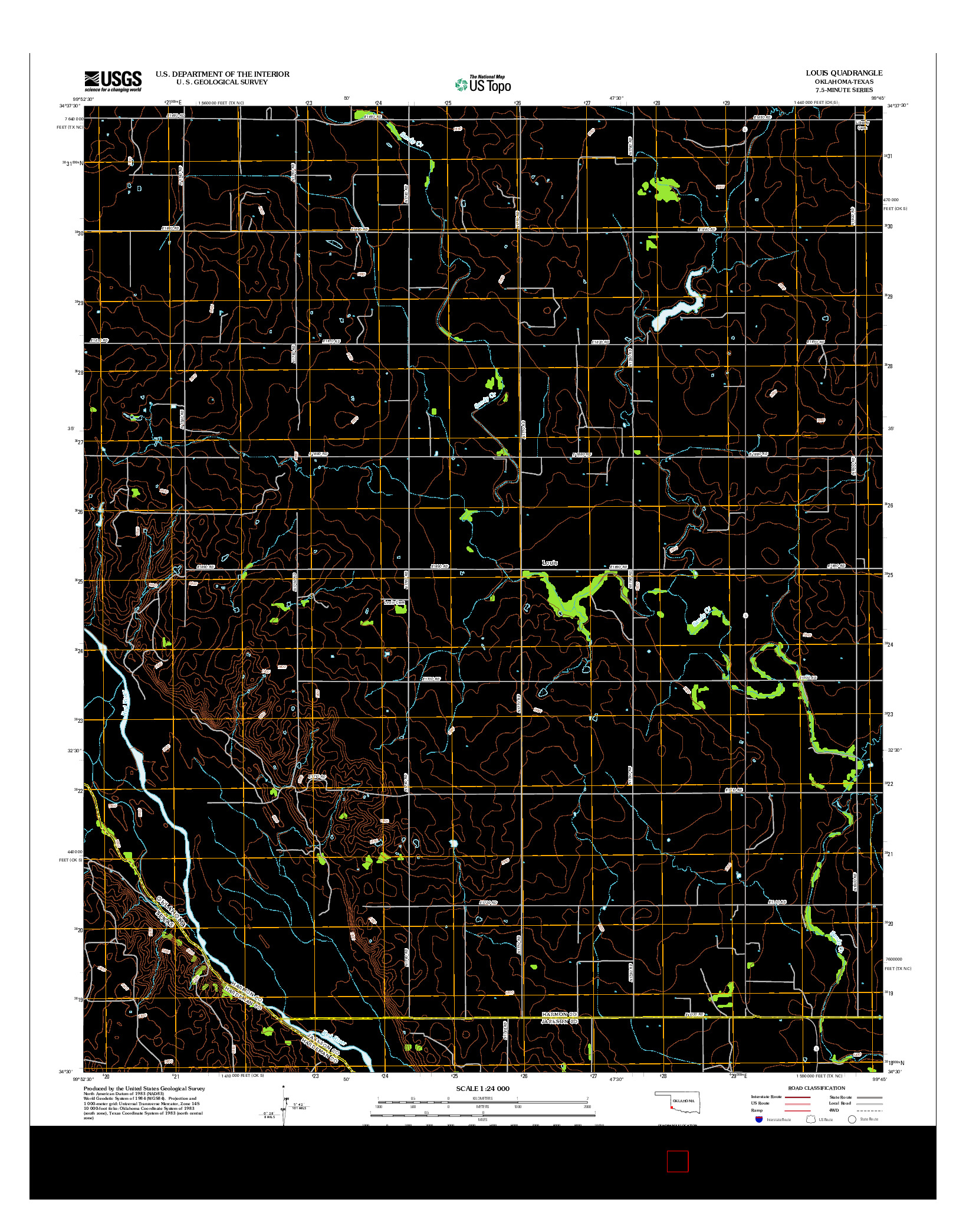 USGS US TOPO 7.5-MINUTE MAP FOR LOUIS, OK-TX 2012