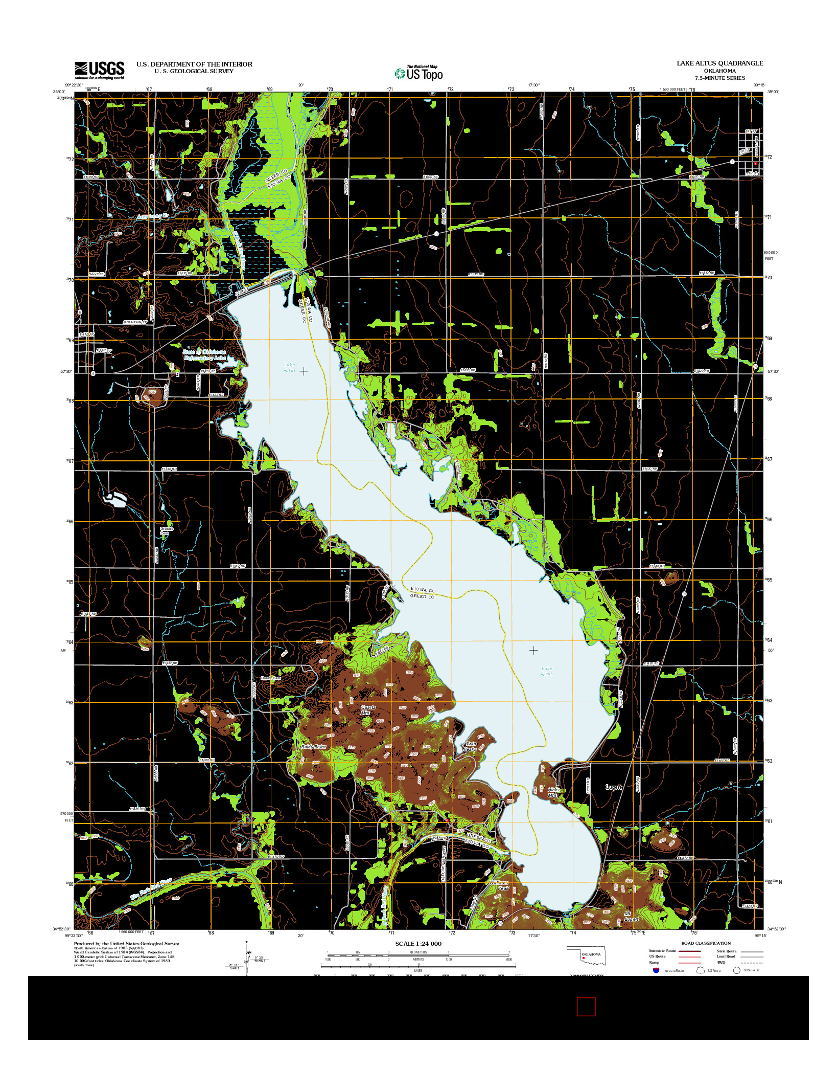 USGS US TOPO 7.5-MINUTE MAP FOR LAKE ALTUS, OK 2012