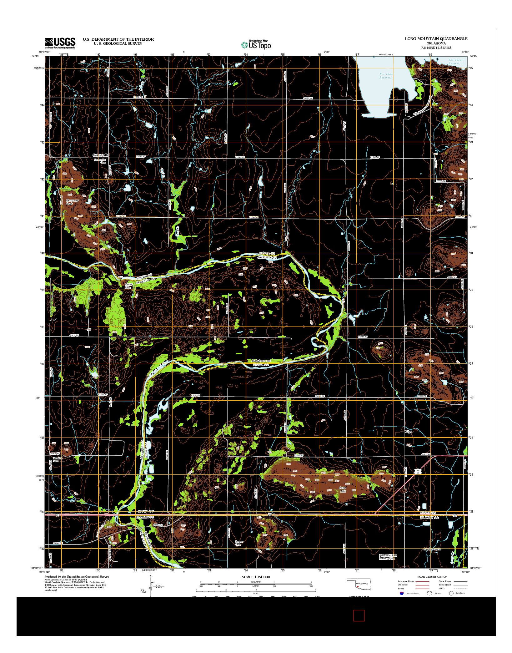 USGS US TOPO 7.5-MINUTE MAP FOR LONG MOUNTAIN, OK 2012