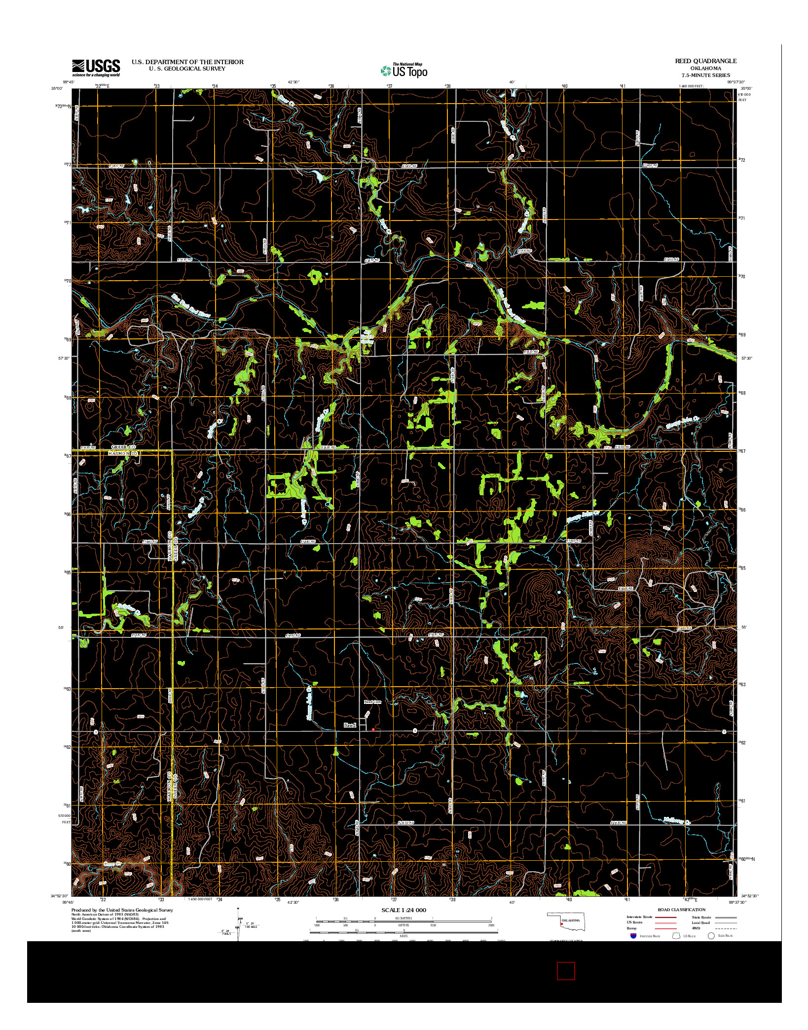 USGS US TOPO 7.5-MINUTE MAP FOR REED, OK 2012