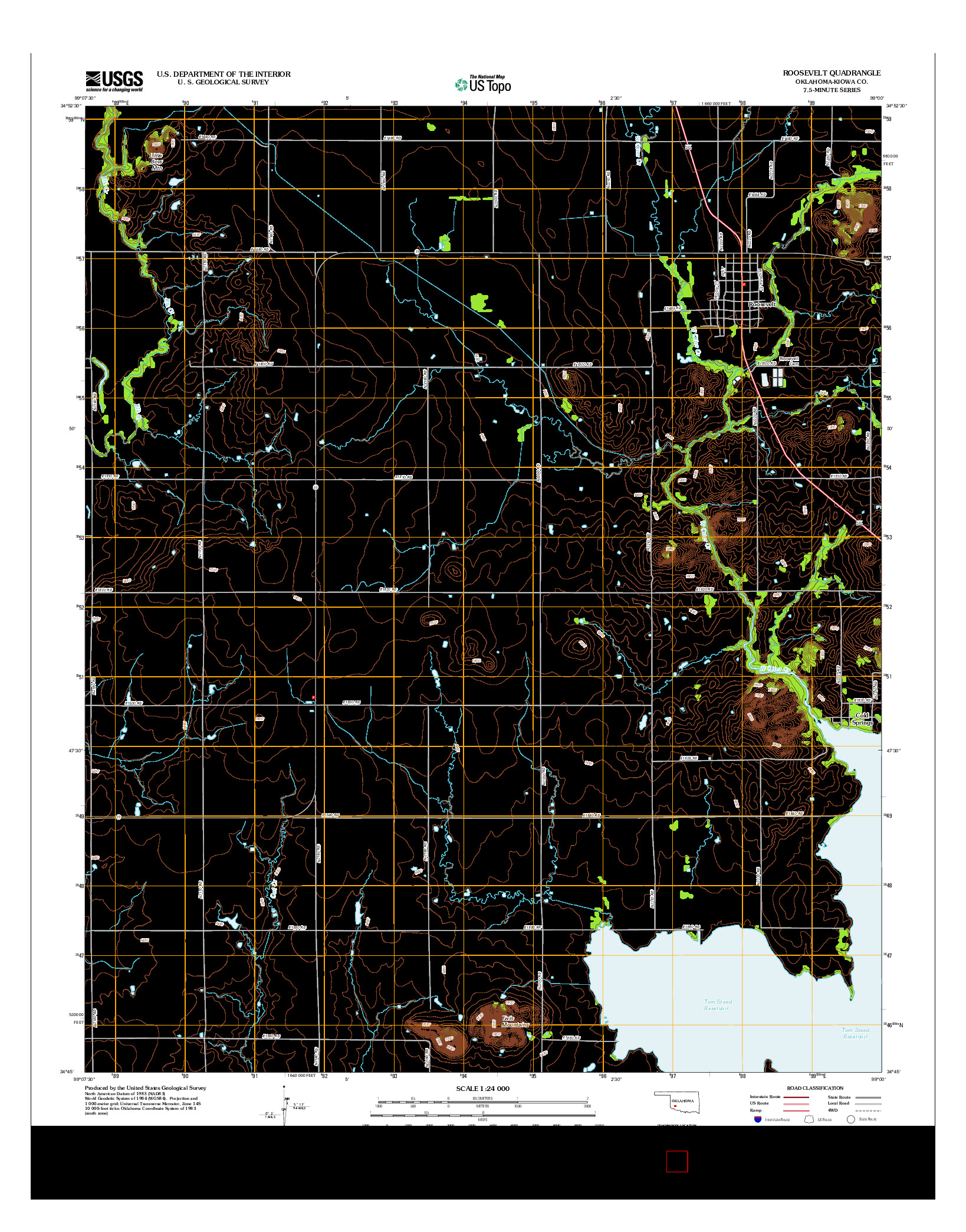 USGS US TOPO 7.5-MINUTE MAP FOR ROOSEVELT, OK 2012