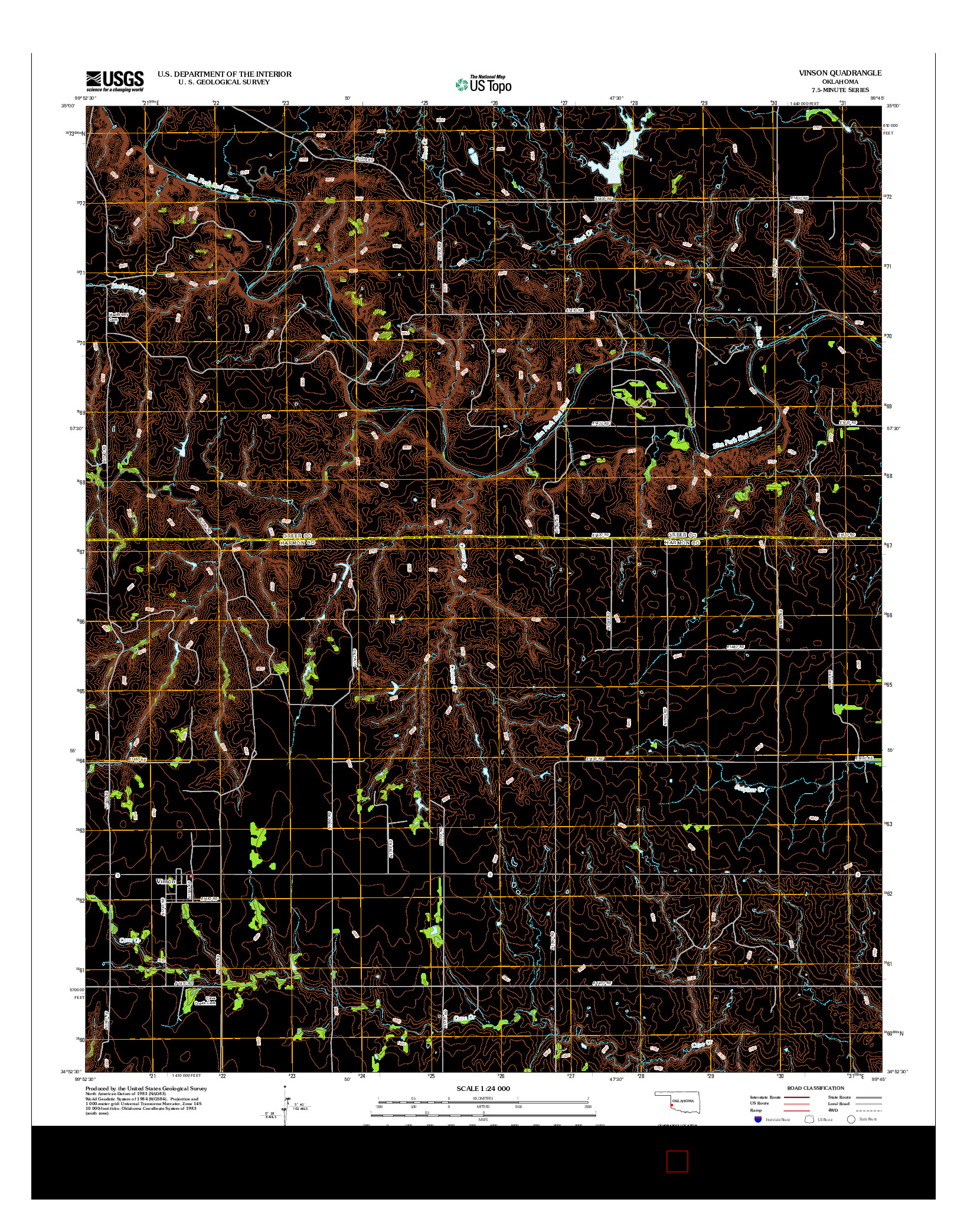 USGS US TOPO 7.5-MINUTE MAP FOR VINSON, OK 2012