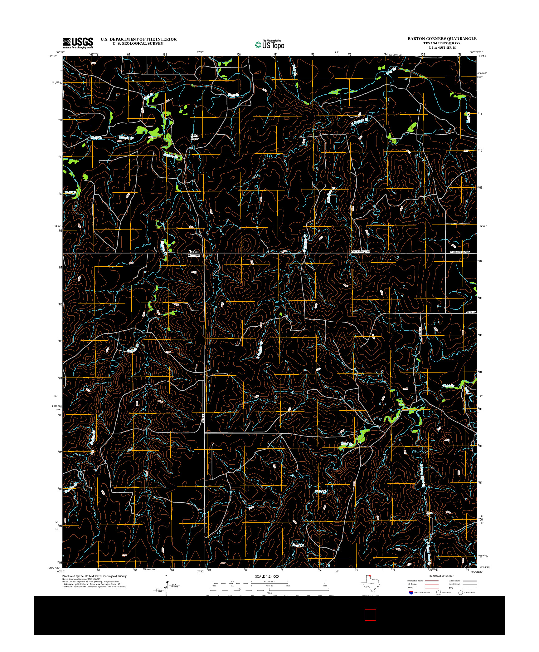 USGS US TOPO 7.5-MINUTE MAP FOR BARTON CORNERS, TX 2012