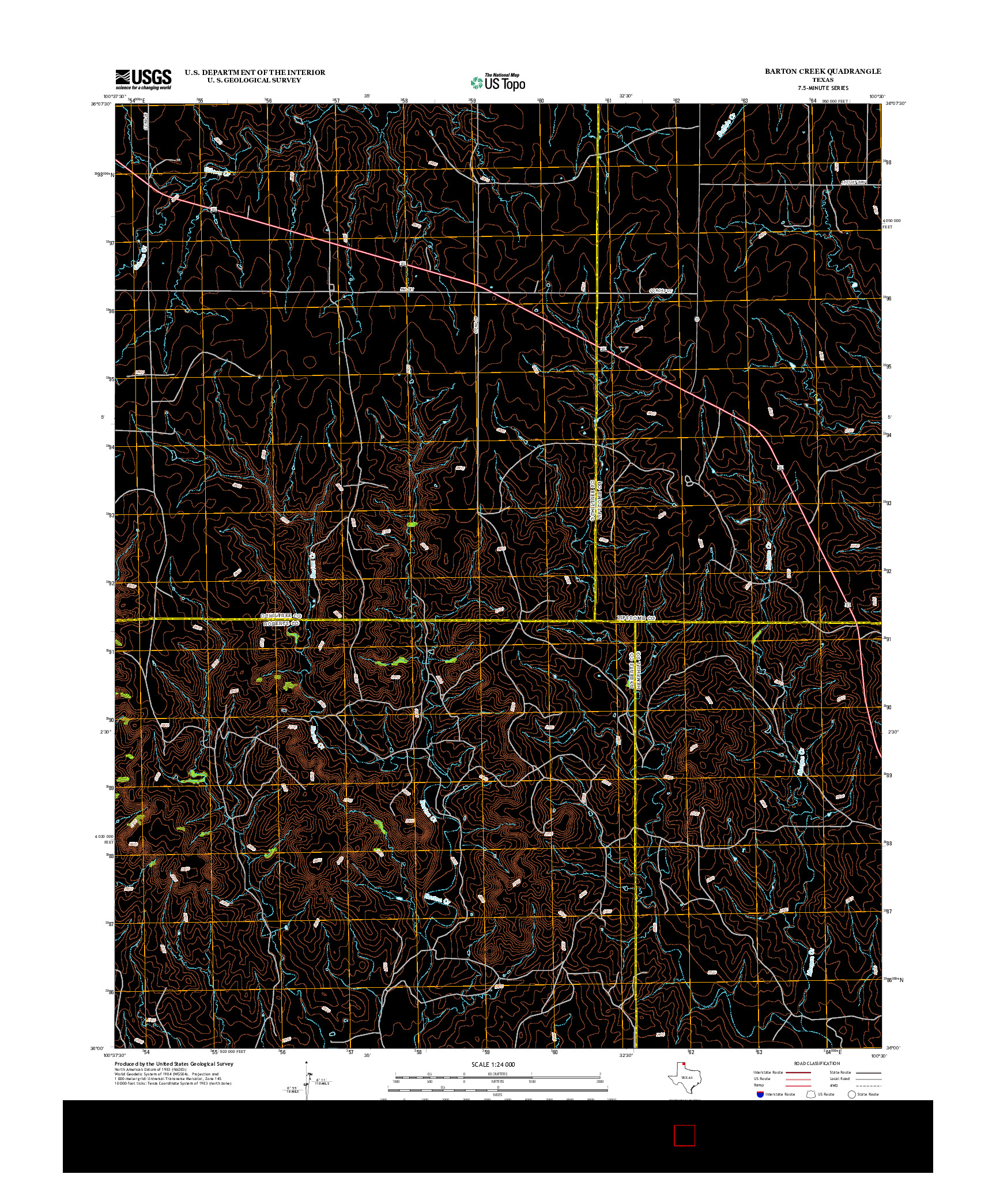 USGS US TOPO 7.5-MINUTE MAP FOR BARTON CREEK, TX 2012