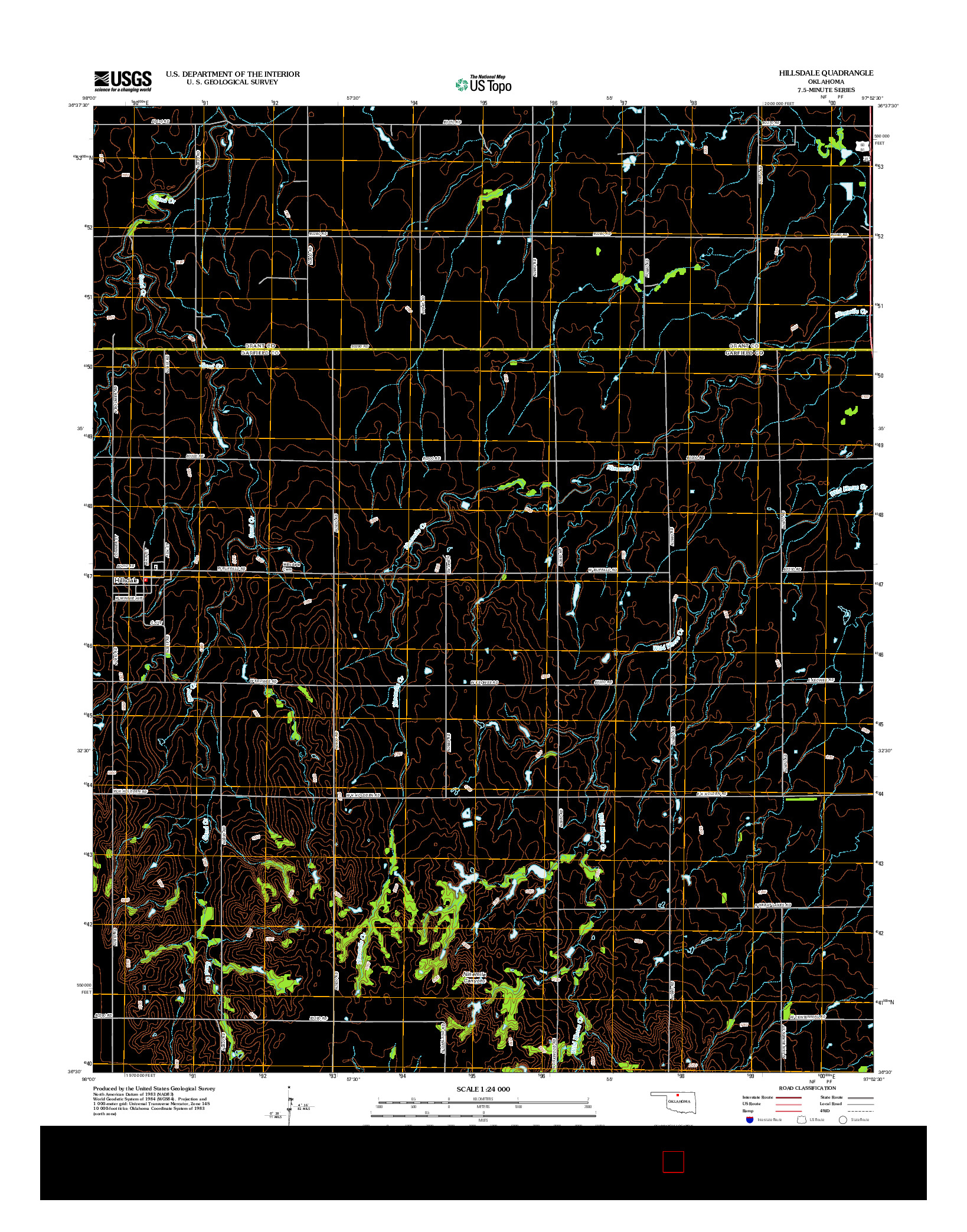 USGS US TOPO 7.5-MINUTE MAP FOR HILLSDALE, OK 2012