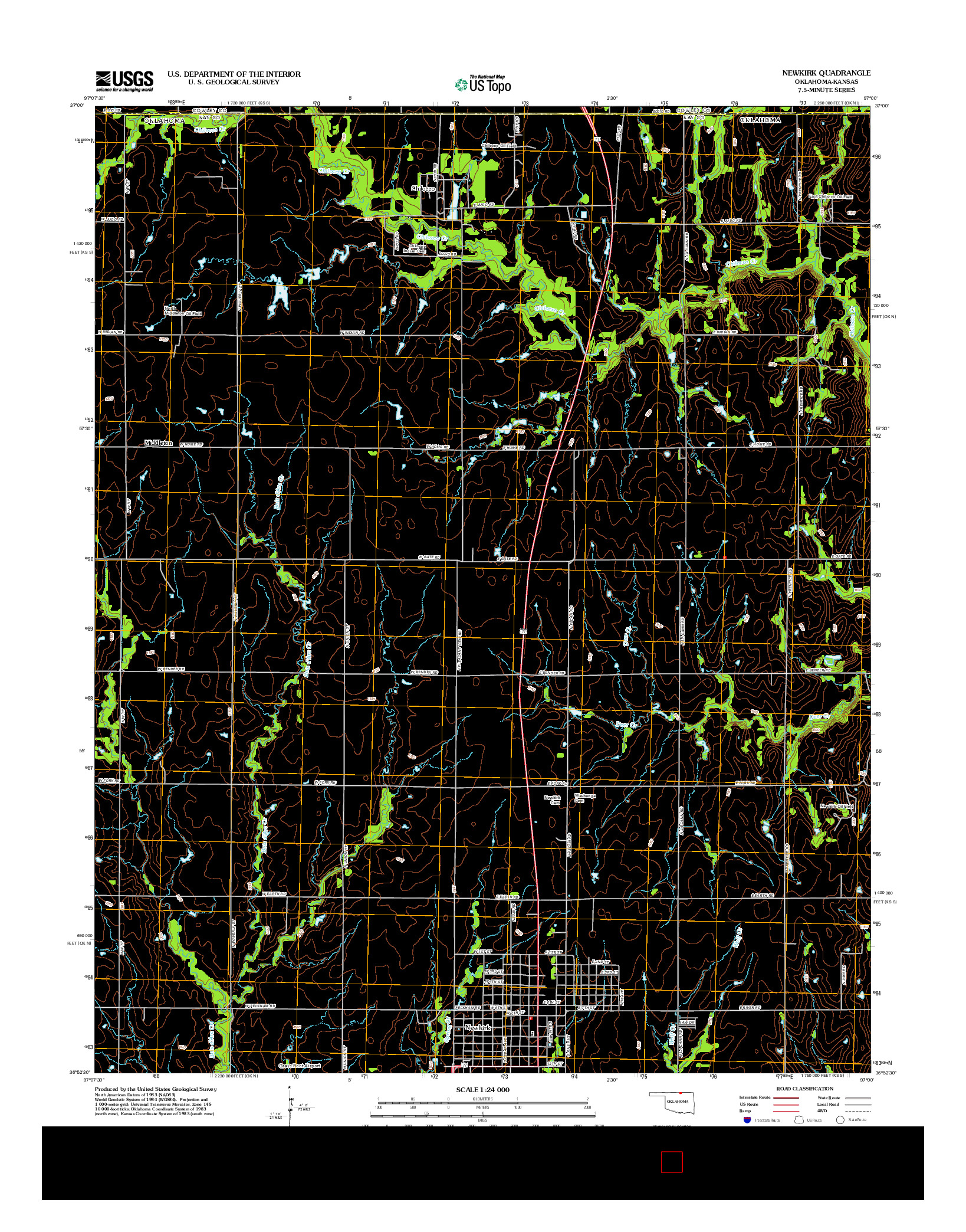 USGS US TOPO 7.5-MINUTE MAP FOR NEWKIRK, OK-KS 2012