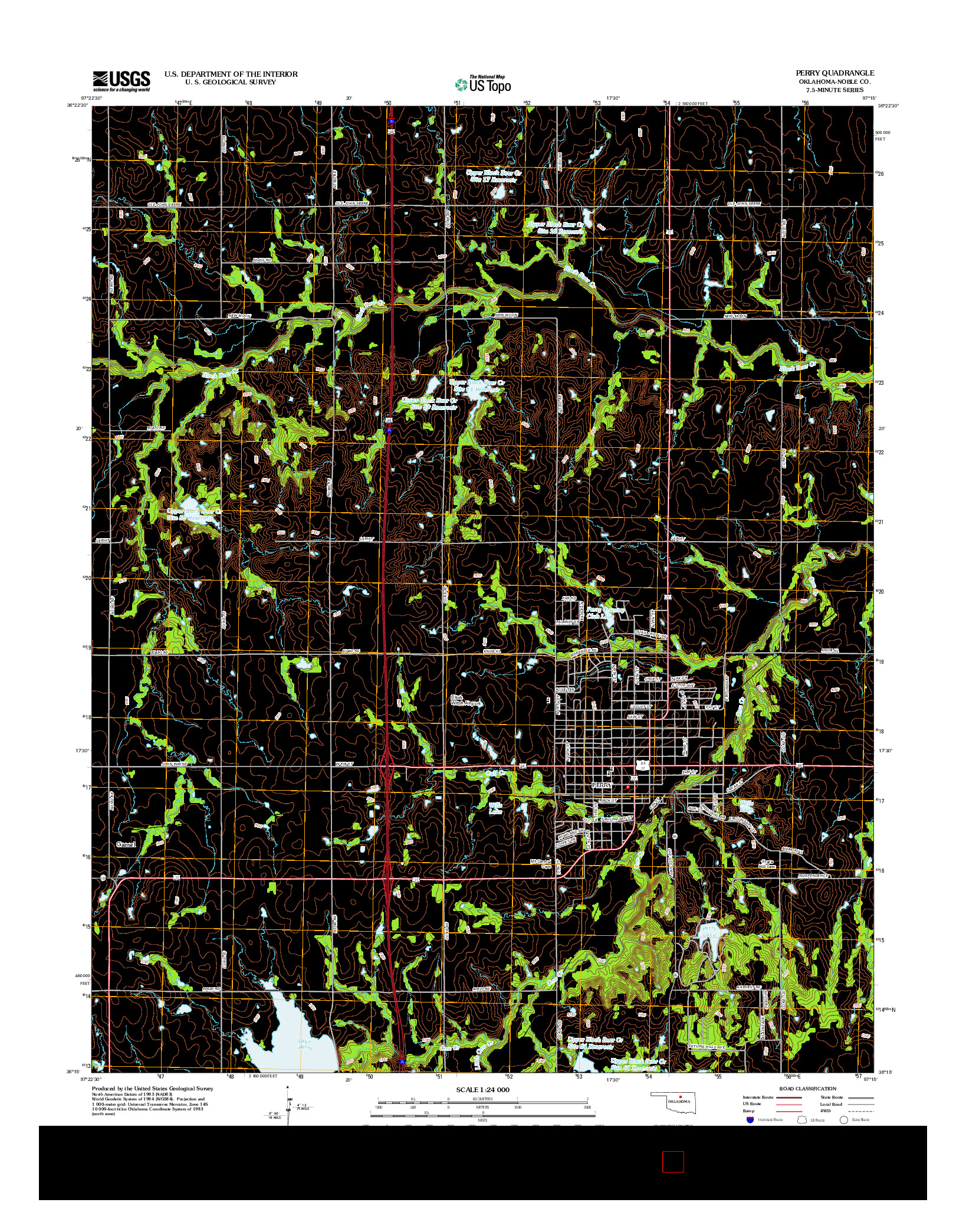 USGS US TOPO 7.5-MINUTE MAP FOR PERRY, OK 2012