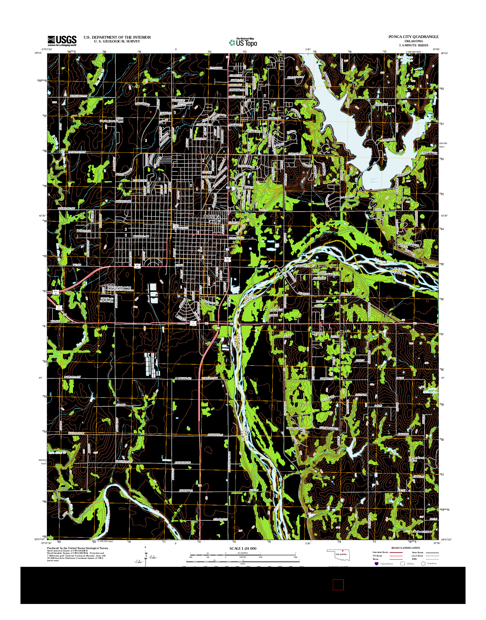 USGS US TOPO 7.5-MINUTE MAP FOR PONCA CITY, OK 2012