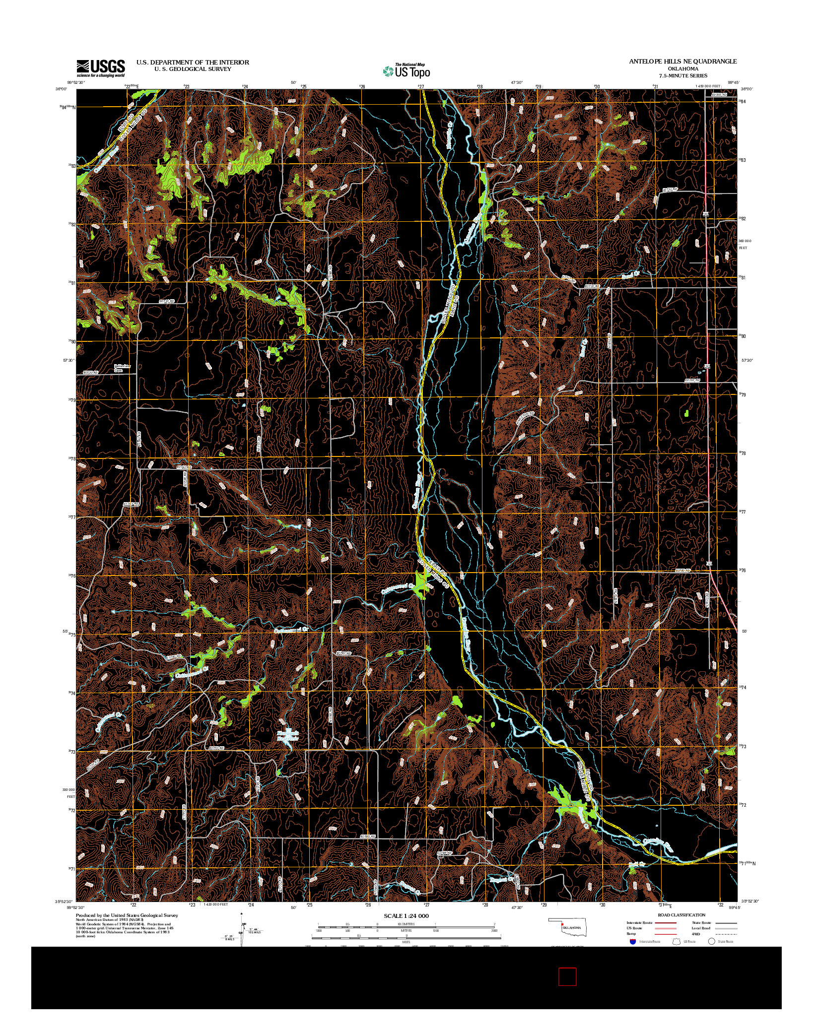 USGS US TOPO 7.5-MINUTE MAP FOR ANTELOPE HILLS NE, OK 2012