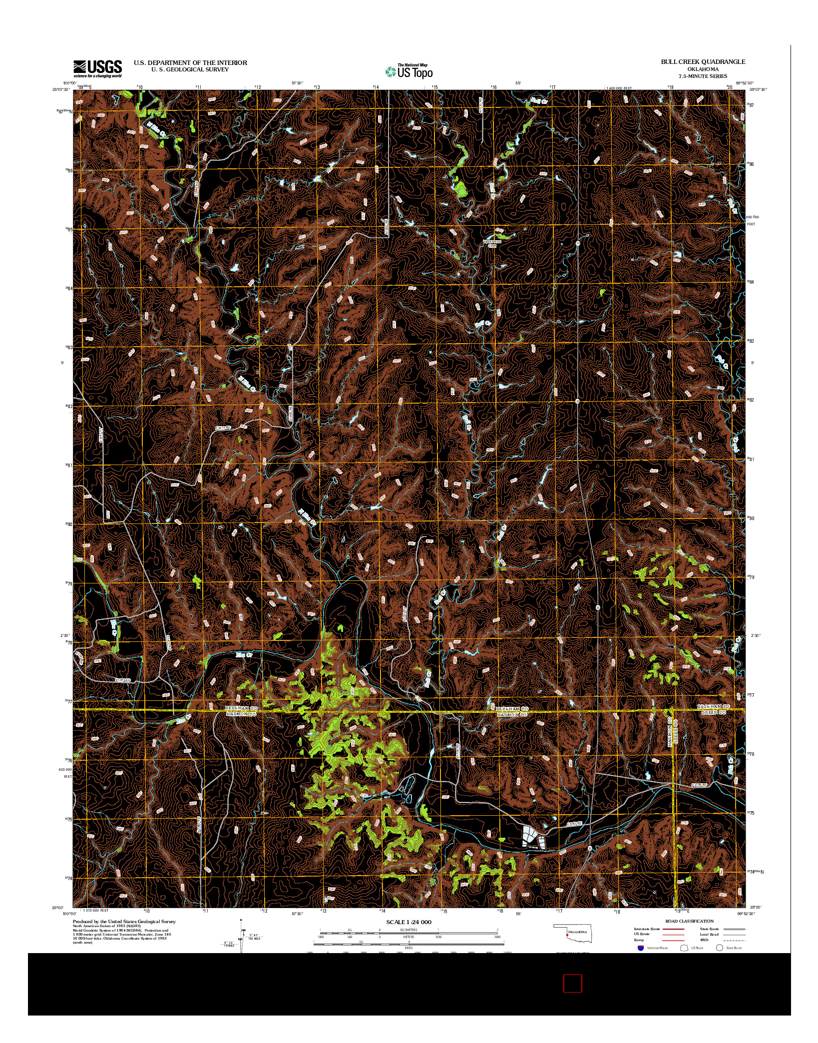 USGS US TOPO 7.5-MINUTE MAP FOR BULL CREEK, OK 2012