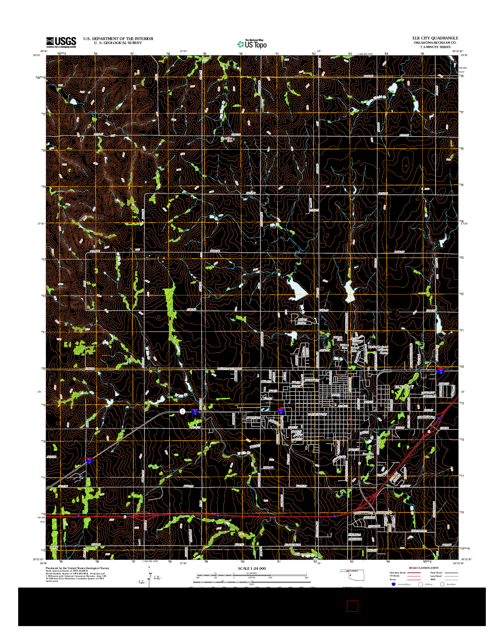 USGS US TOPO 7.5-MINUTE MAP FOR ELK CITY, OK 2012
