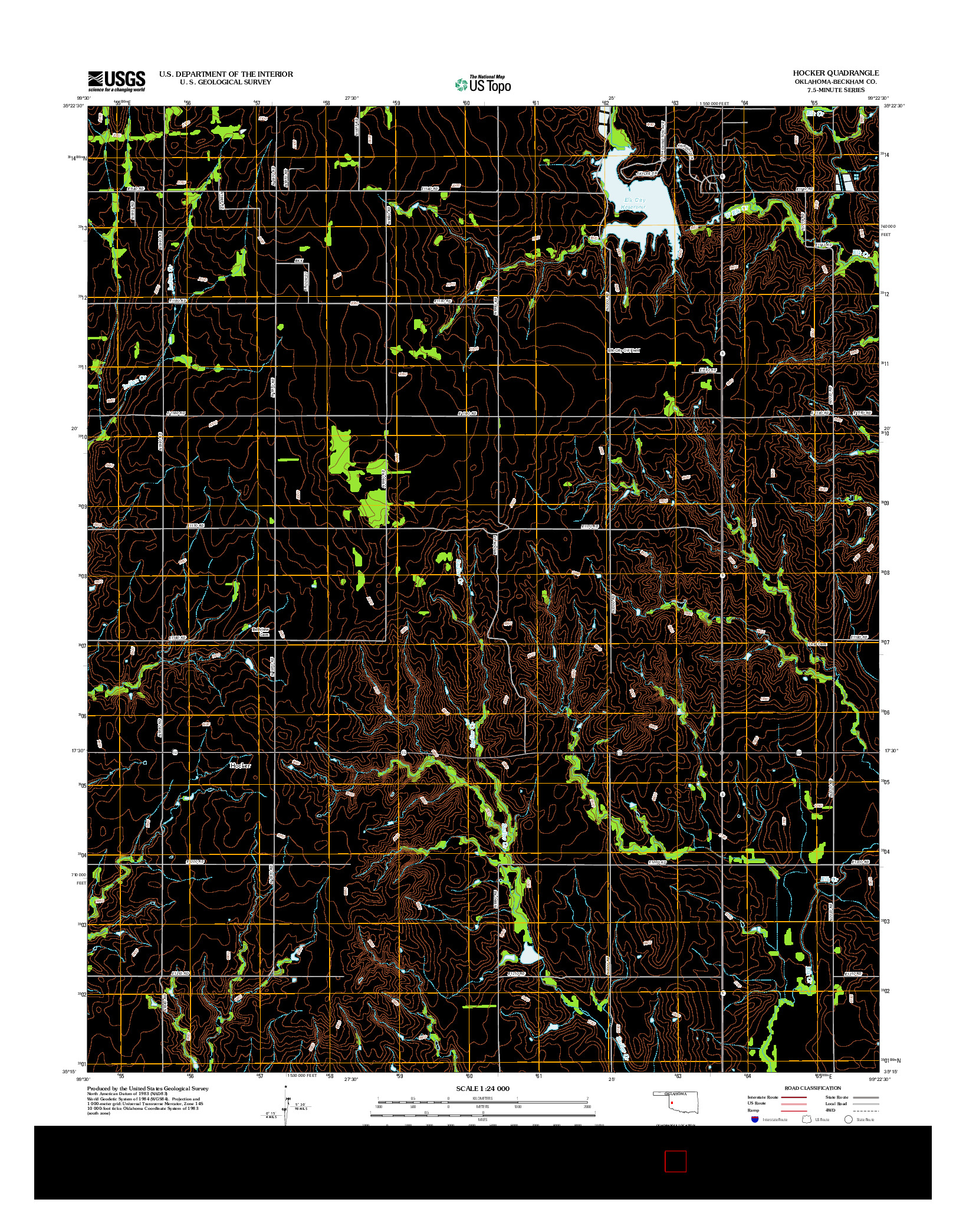 USGS US TOPO 7.5-MINUTE MAP FOR HOCKER, OK 2012