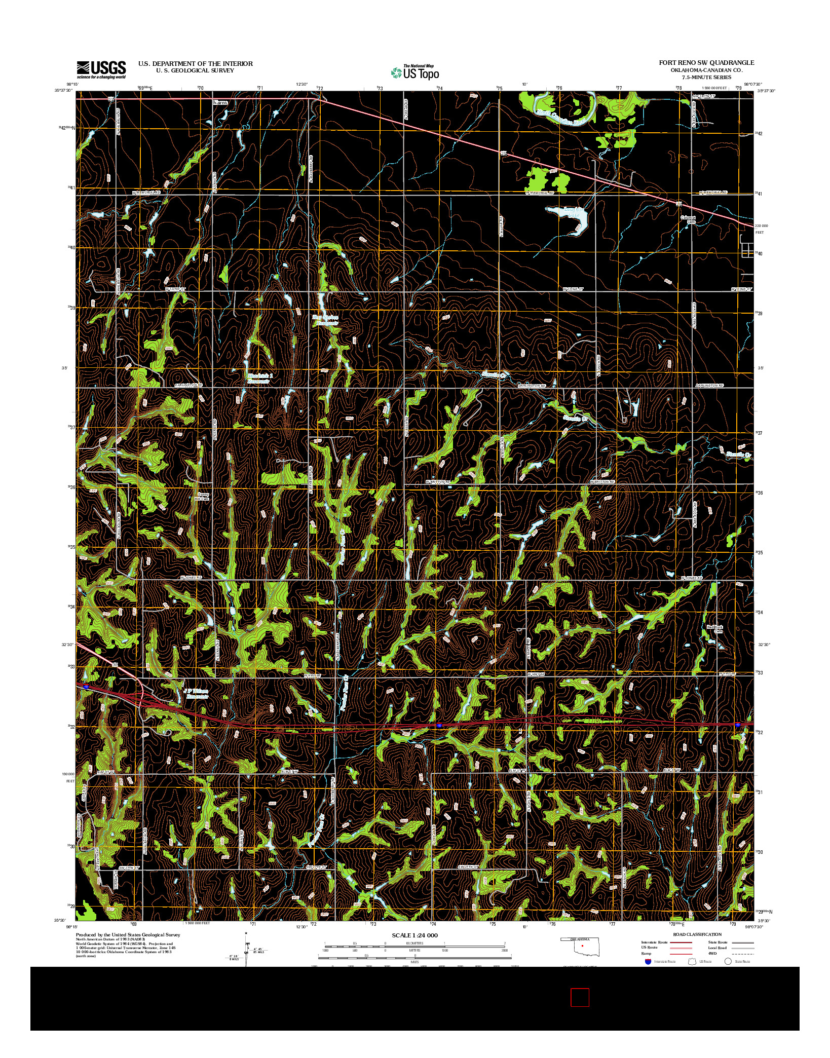 USGS US TOPO 7.5-MINUTE MAP FOR FORT RENO SW, OK 2012