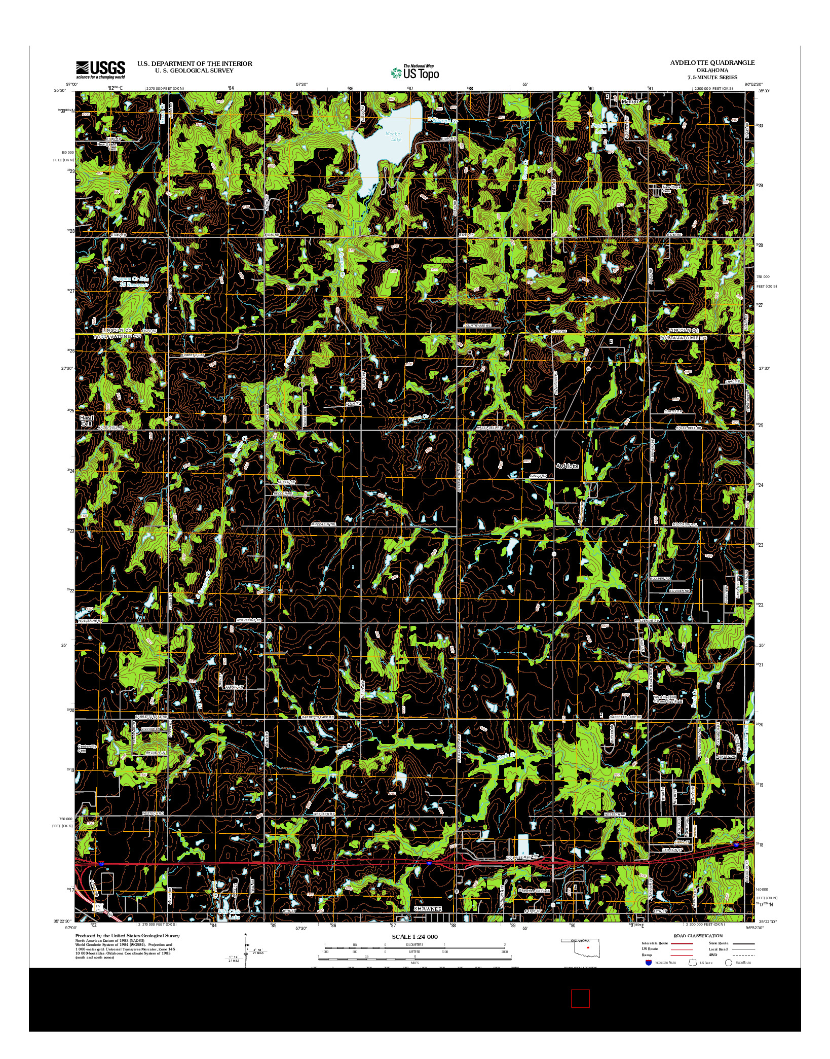 USGS US TOPO 7.5-MINUTE MAP FOR AYDELOTTE, OK 2012