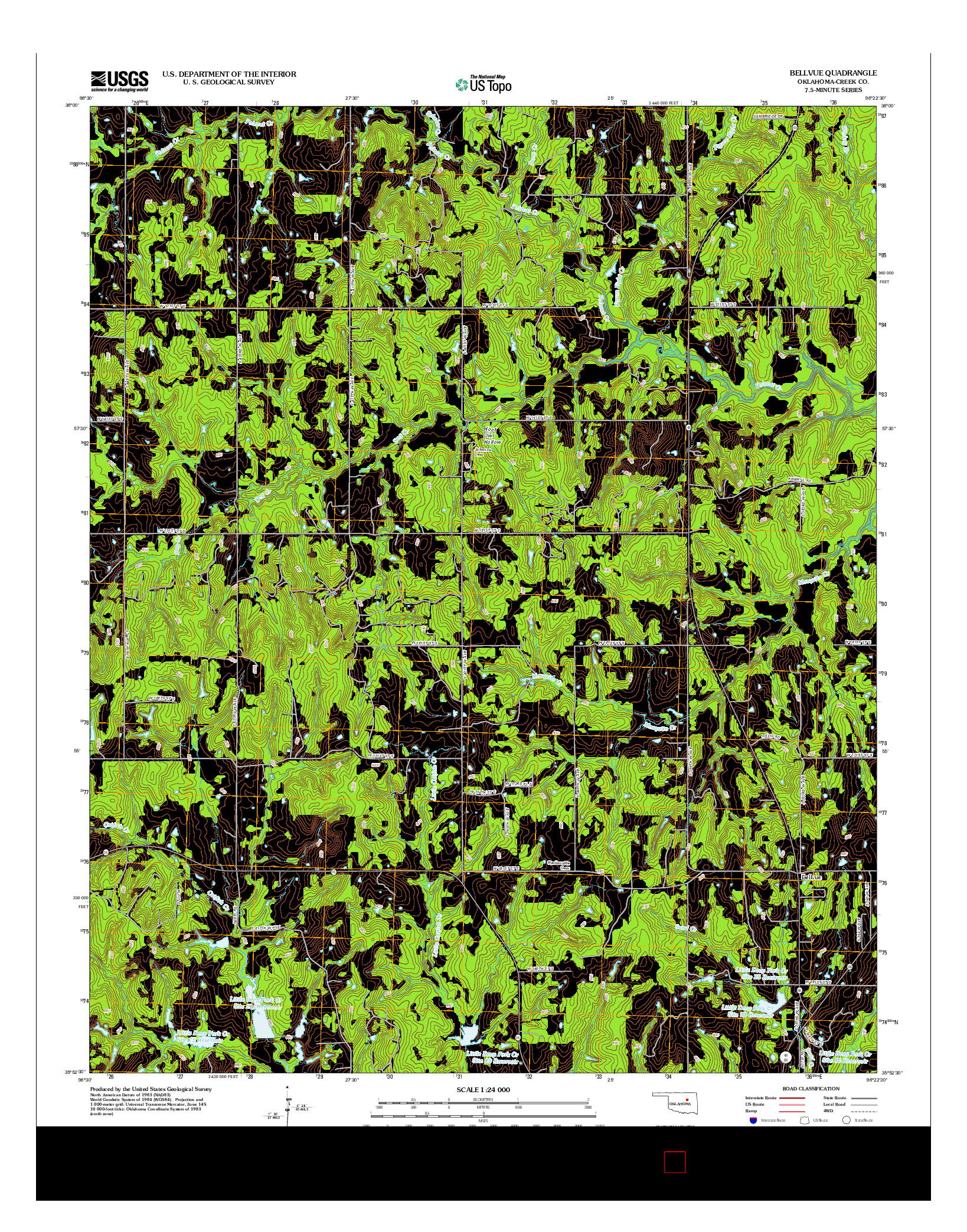 USGS US TOPO 7.5-MINUTE MAP FOR BELLVUE, OK 2012