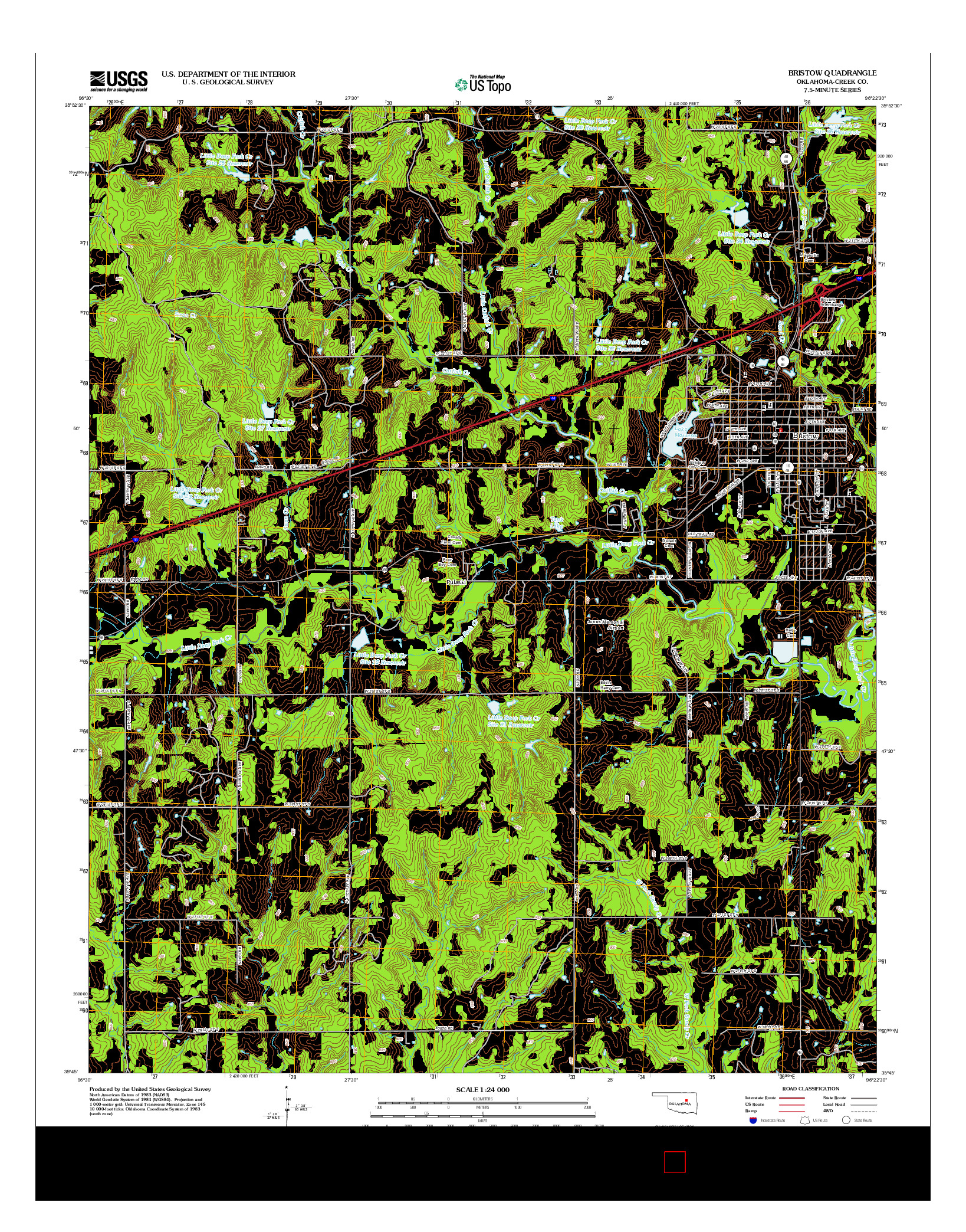 USGS US TOPO 7.5-MINUTE MAP FOR BRISTOW, OK 2012