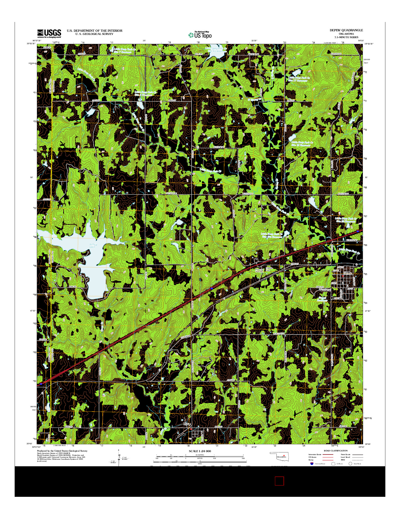 USGS US TOPO 7.5-MINUTE MAP FOR DEPEW, OK 2012