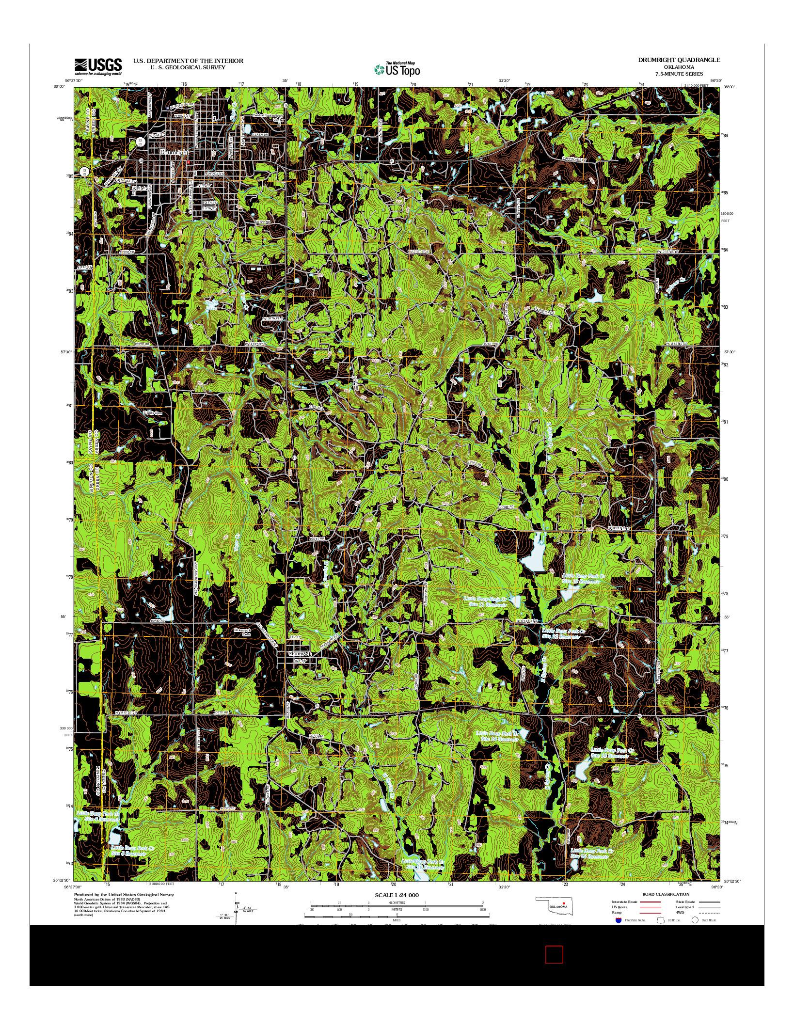USGS US TOPO 7.5-MINUTE MAP FOR DRUMRIGHT, OK 2012