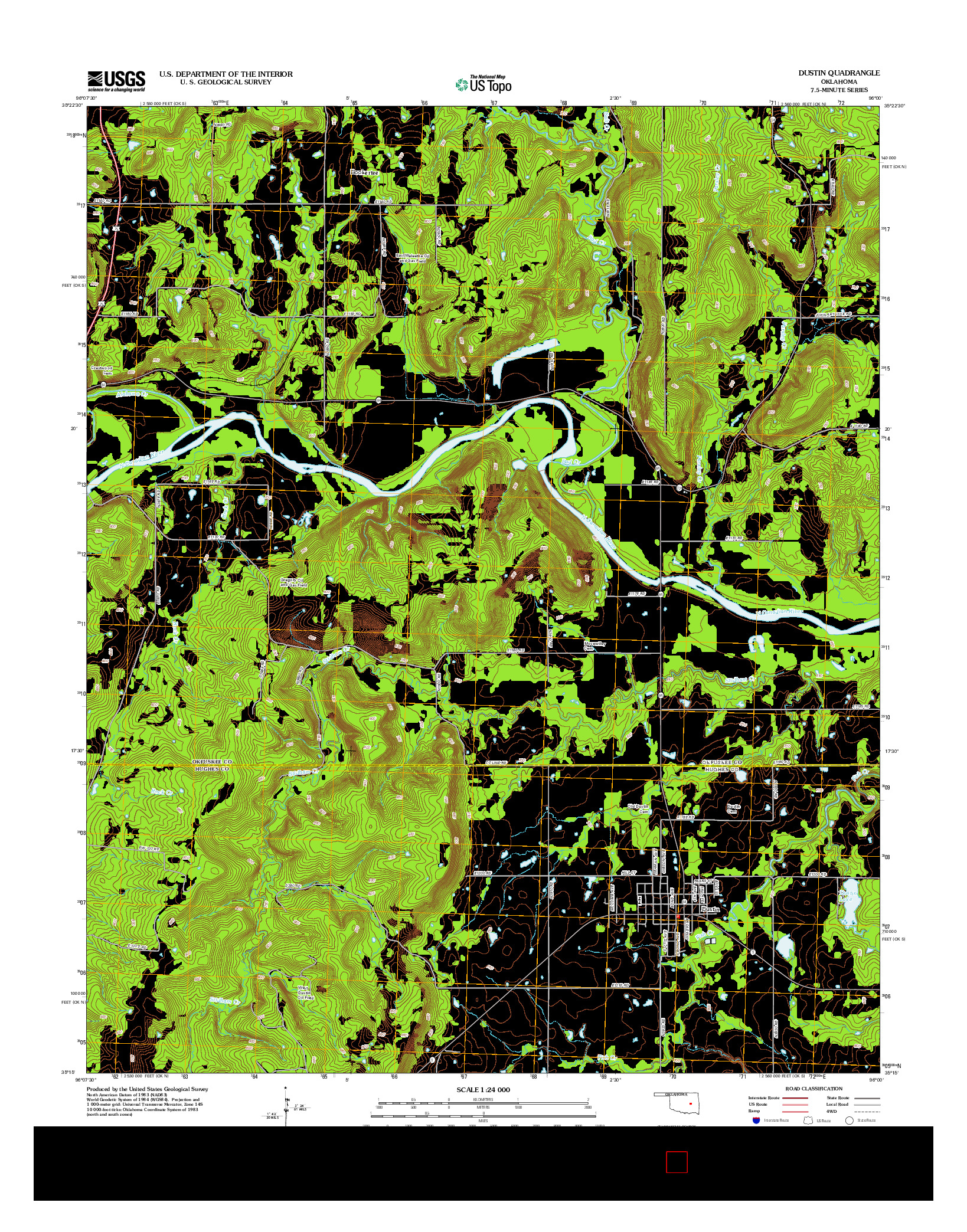 USGS US TOPO 7.5-MINUTE MAP FOR DUSTIN, OK 2012