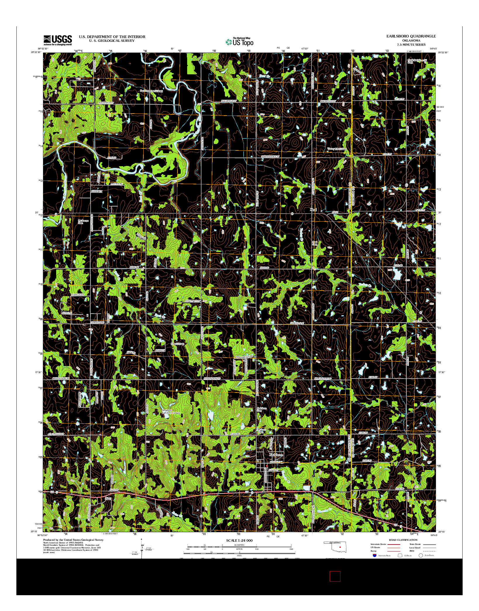 USGS US TOPO 7.5-MINUTE MAP FOR EARLSBORO, OK 2012