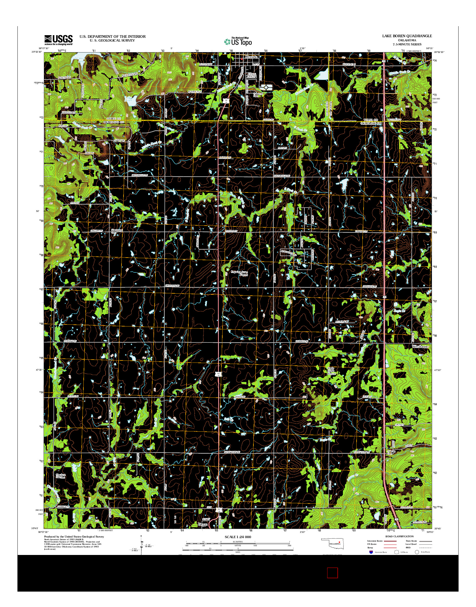 USGS US TOPO 7.5-MINUTE MAP FOR LAKE BOREN, OK 2012