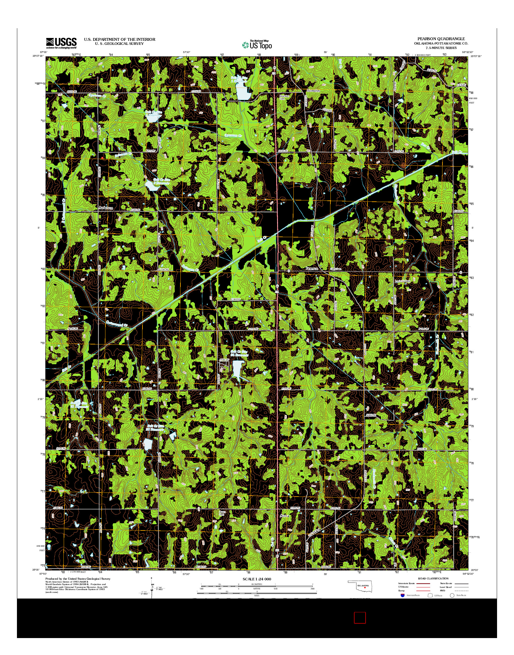 USGS US TOPO 7.5-MINUTE MAP FOR PEARSON, OK 2012