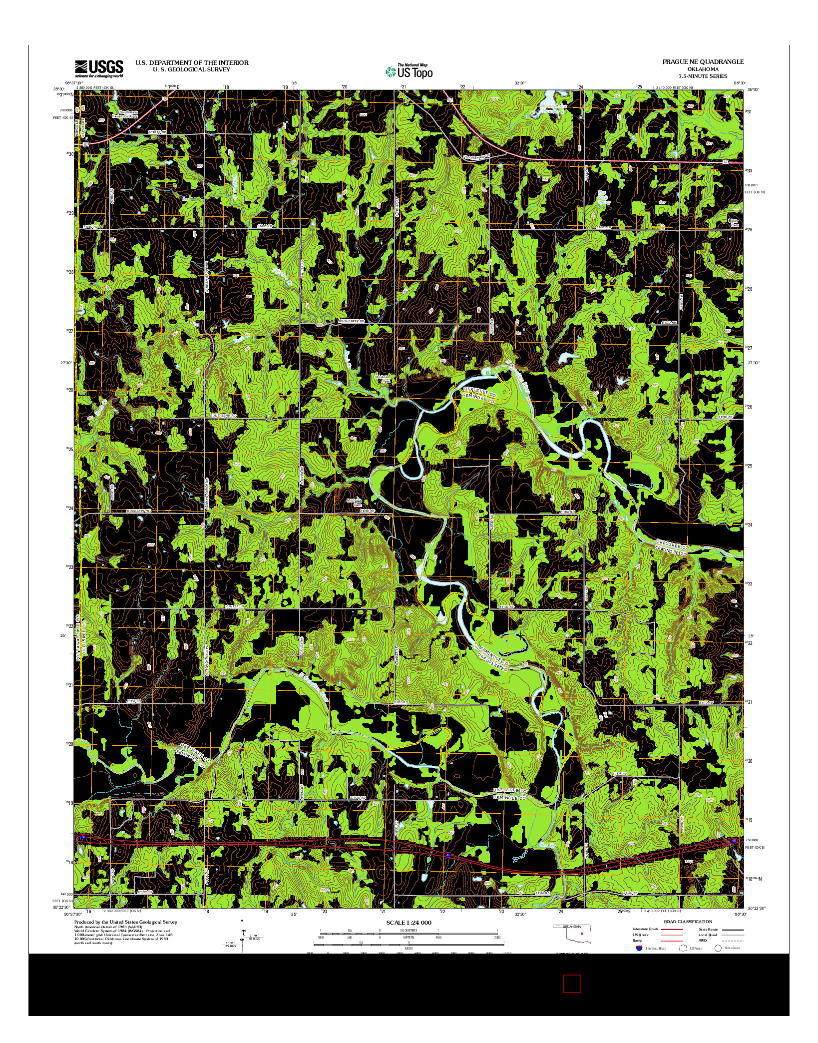 USGS US TOPO 7.5-MINUTE MAP FOR PRAGUE NE, OK 2012