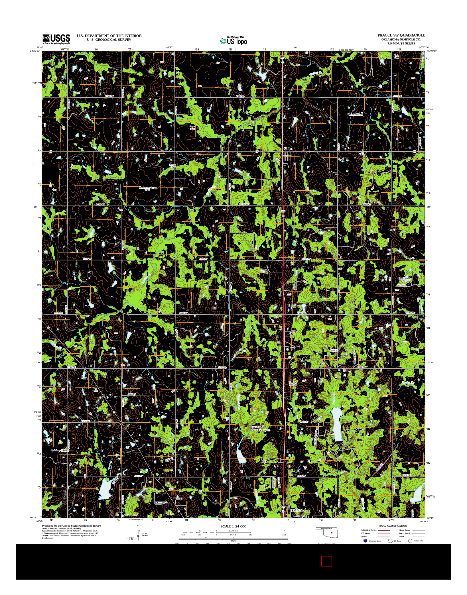 USGS US TOPO 7.5-MINUTE MAP FOR PRAGUE SW, OK 2012