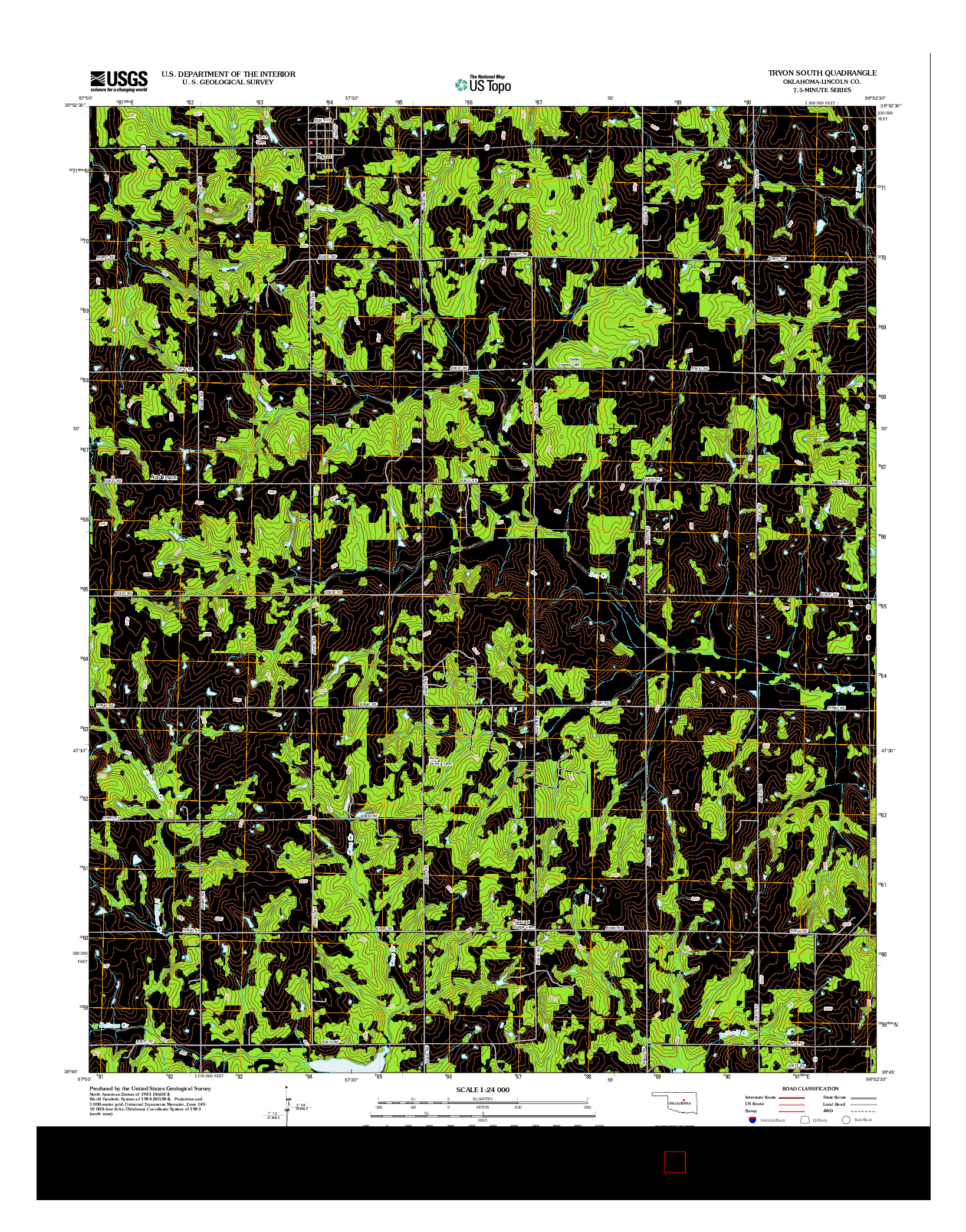 USGS US TOPO 7.5-MINUTE MAP FOR TRYON SOUTH, OK 2012