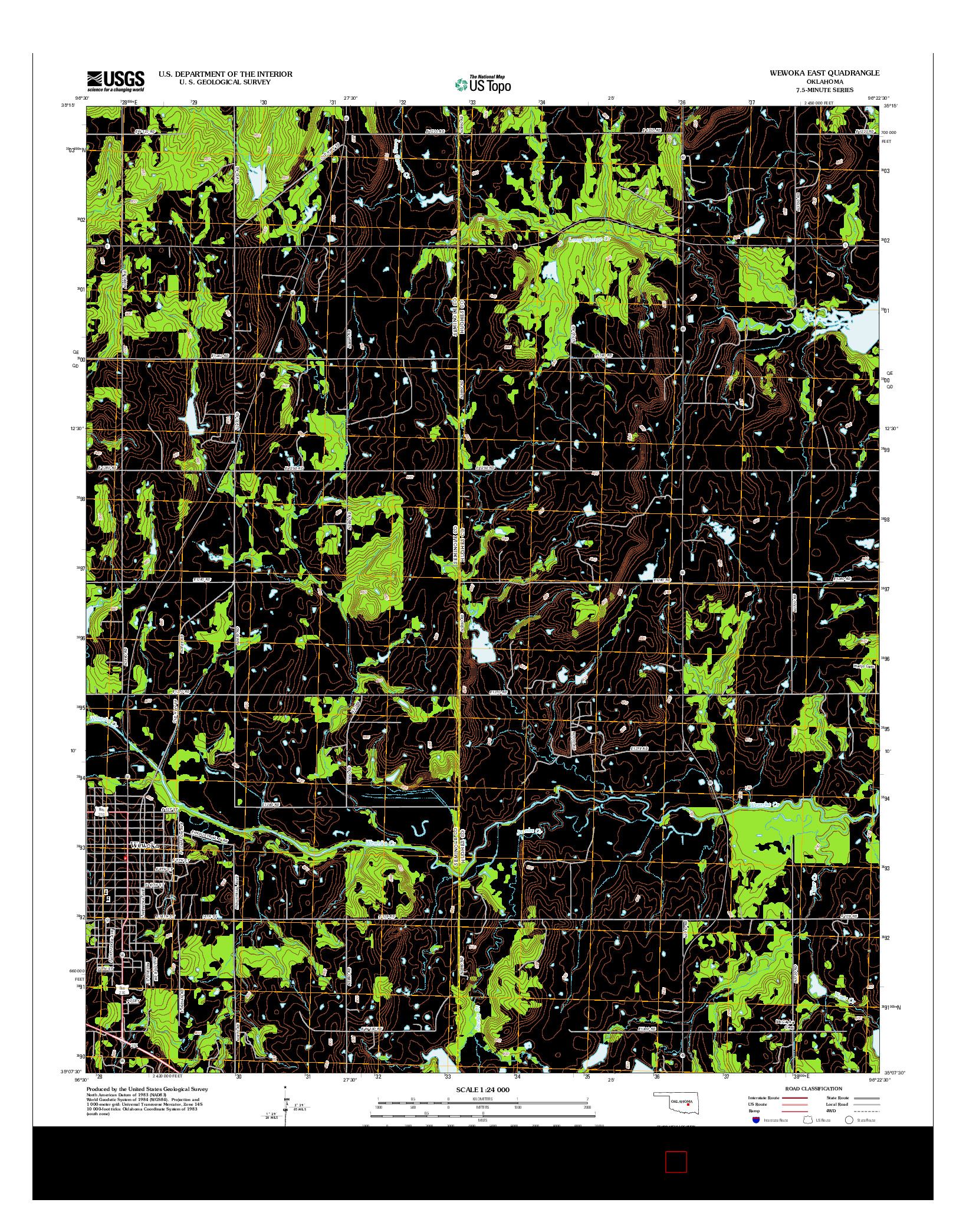 USGS US TOPO 7.5-MINUTE MAP FOR WEWOKA EAST, OK 2012