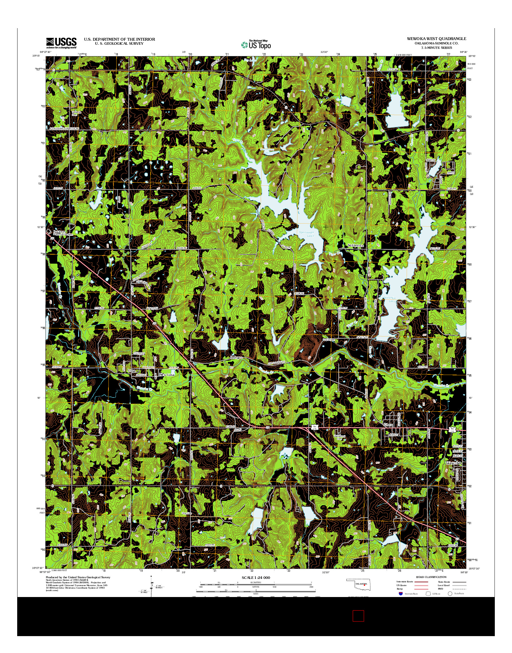 USGS US TOPO 7.5-MINUTE MAP FOR WEWOKA WEST, OK 2012