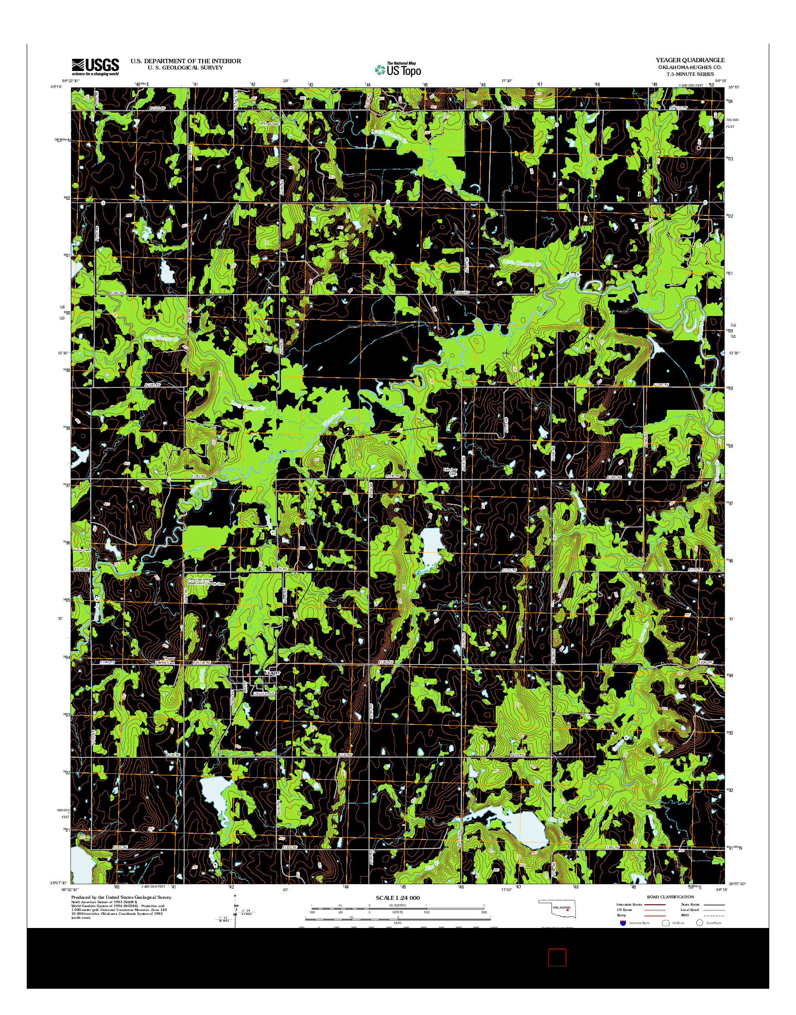 USGS US TOPO 7.5-MINUTE MAP FOR YEAGER, OK 2012