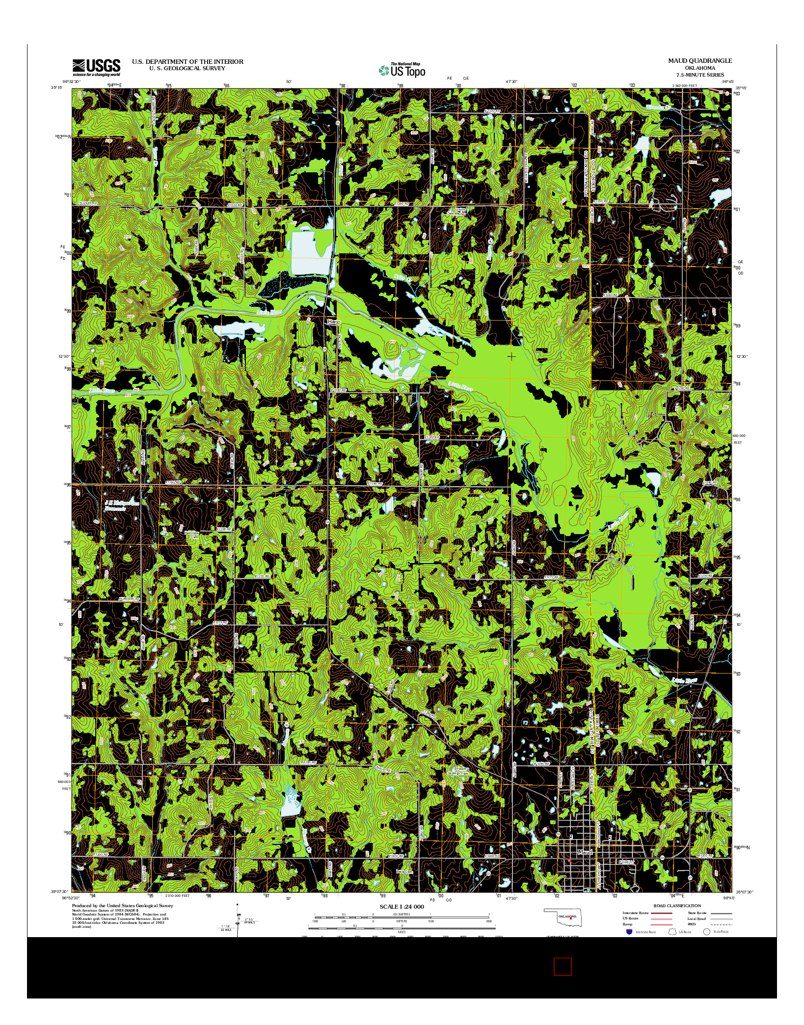 USGS US TOPO 7.5-MINUTE MAP FOR MAUD, OK 2012