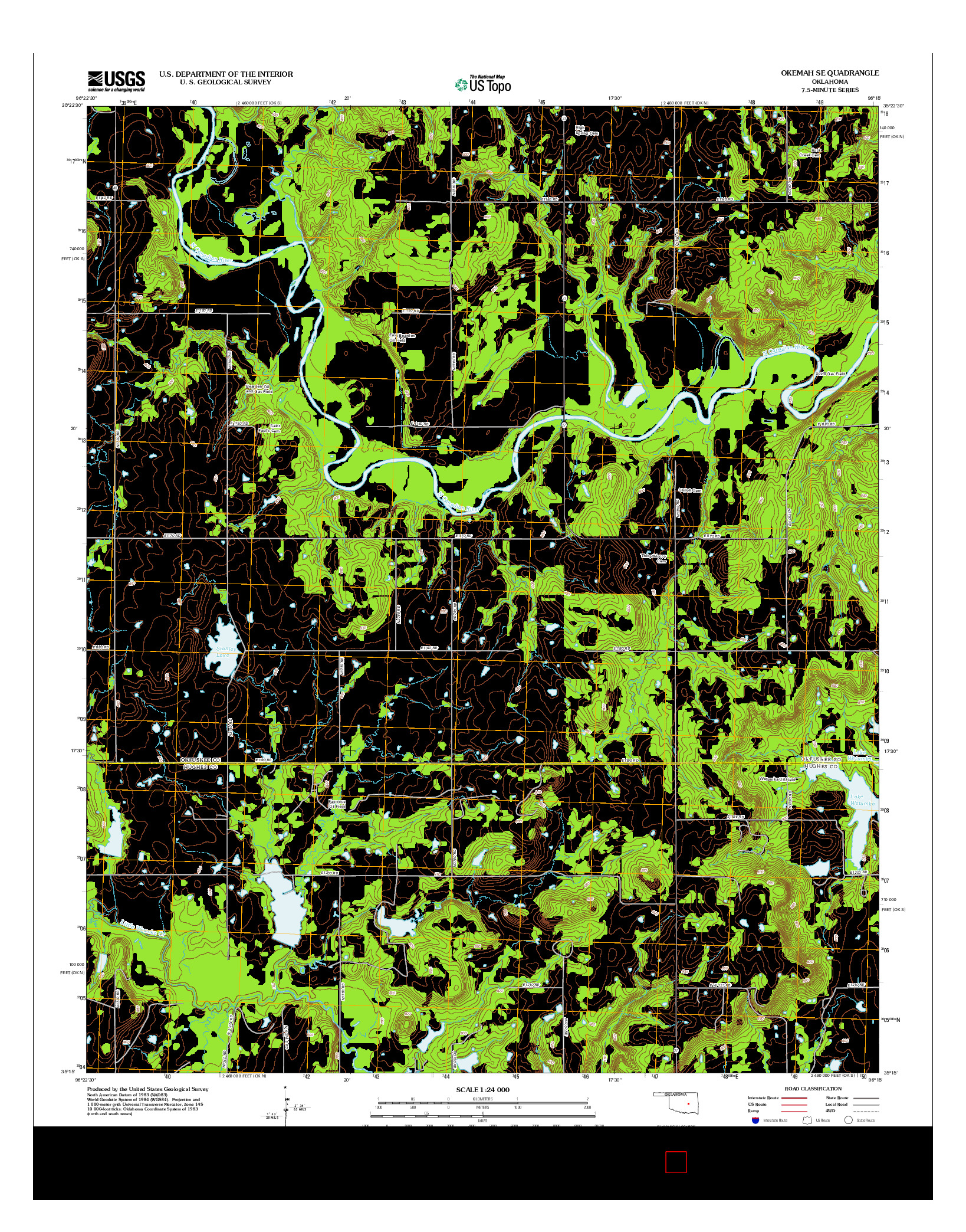 USGS US TOPO 7.5-MINUTE MAP FOR OKEMAH SE, OK 2012