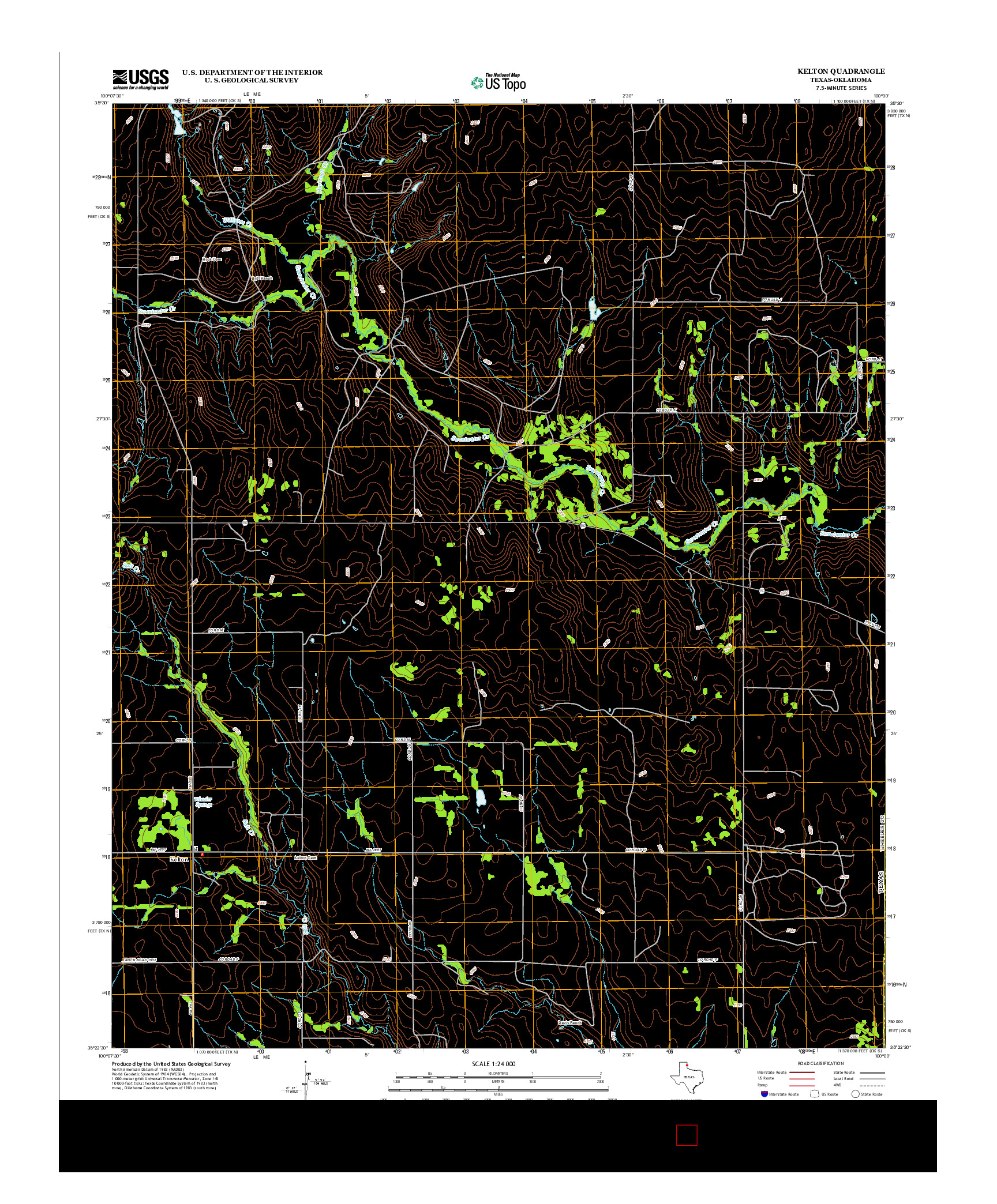 USGS US TOPO 7.5-MINUTE MAP FOR KELTON, TX-OK 2012