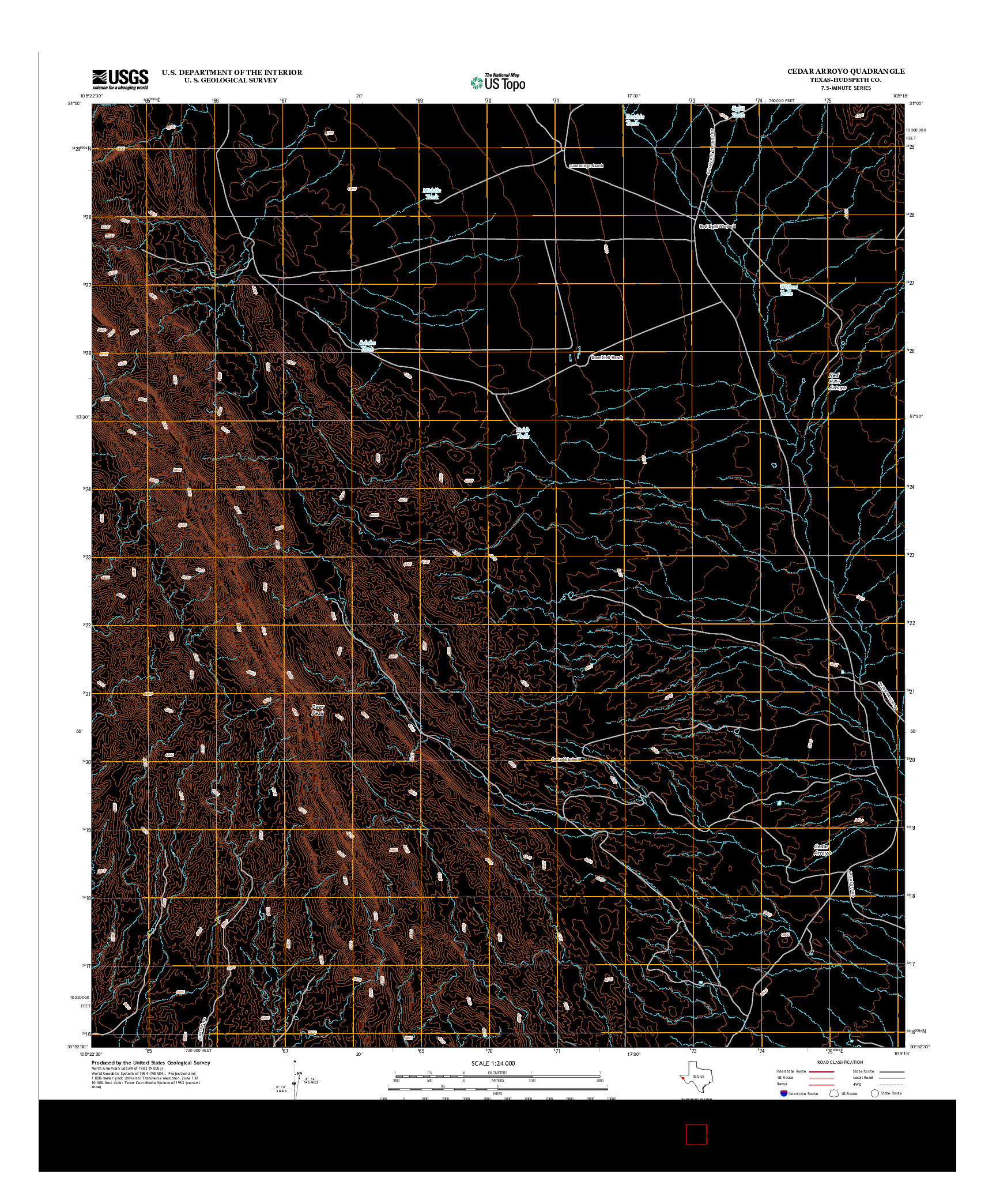 USGS US TOPO 7.5-MINUTE MAP FOR CEDAR ARROYO, TX 2012