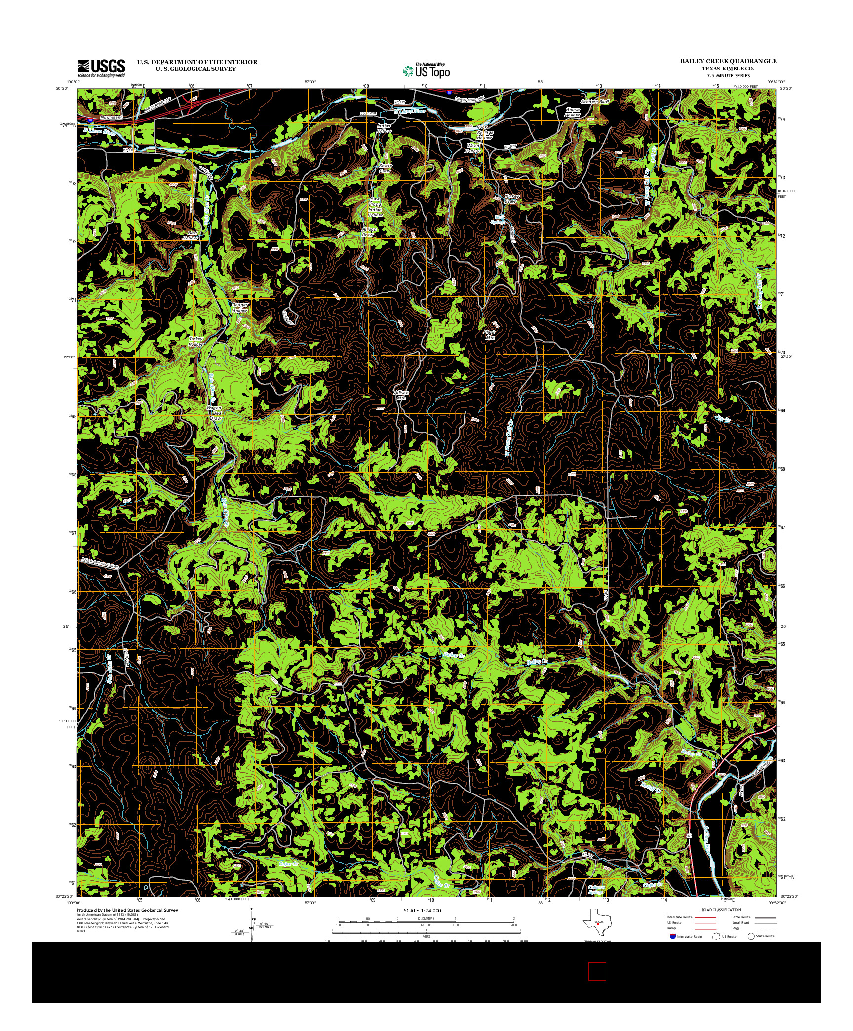 USGS US TOPO 7.5-MINUTE MAP FOR BAILEY CREEK, TX 2012