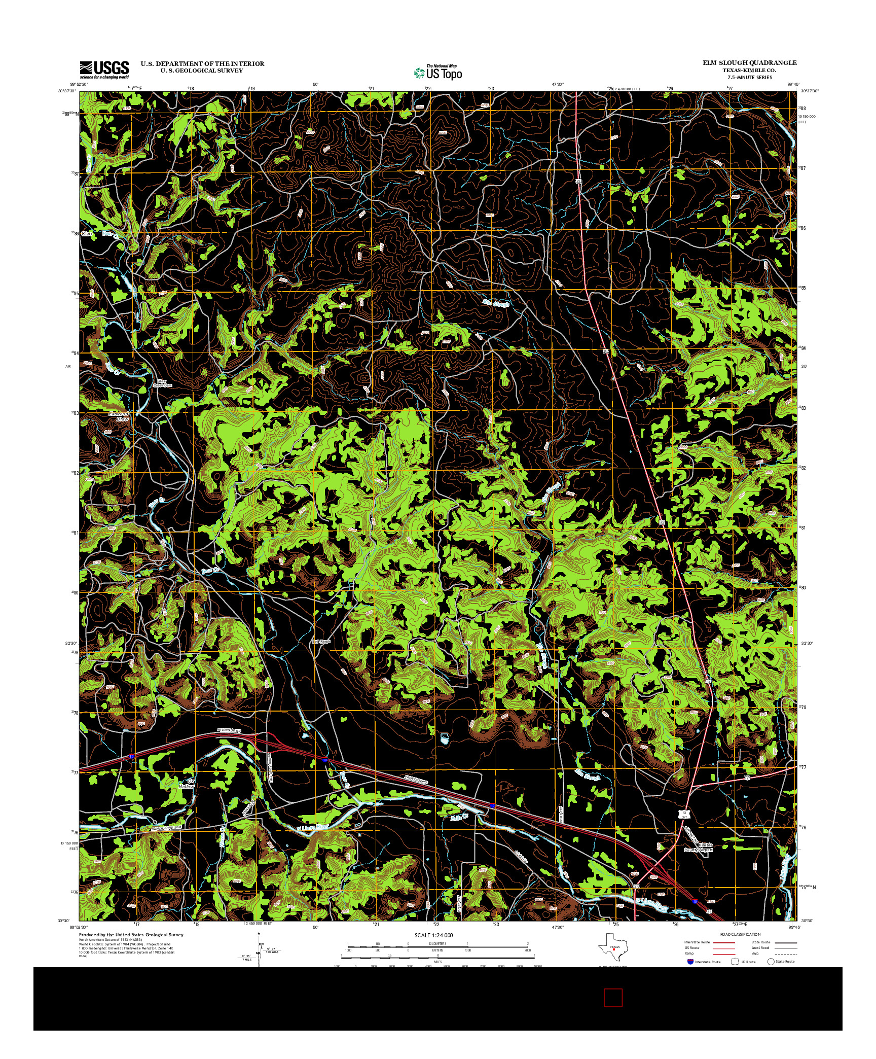 USGS US TOPO 7.5-MINUTE MAP FOR ELM SLOUGH, TX 2012