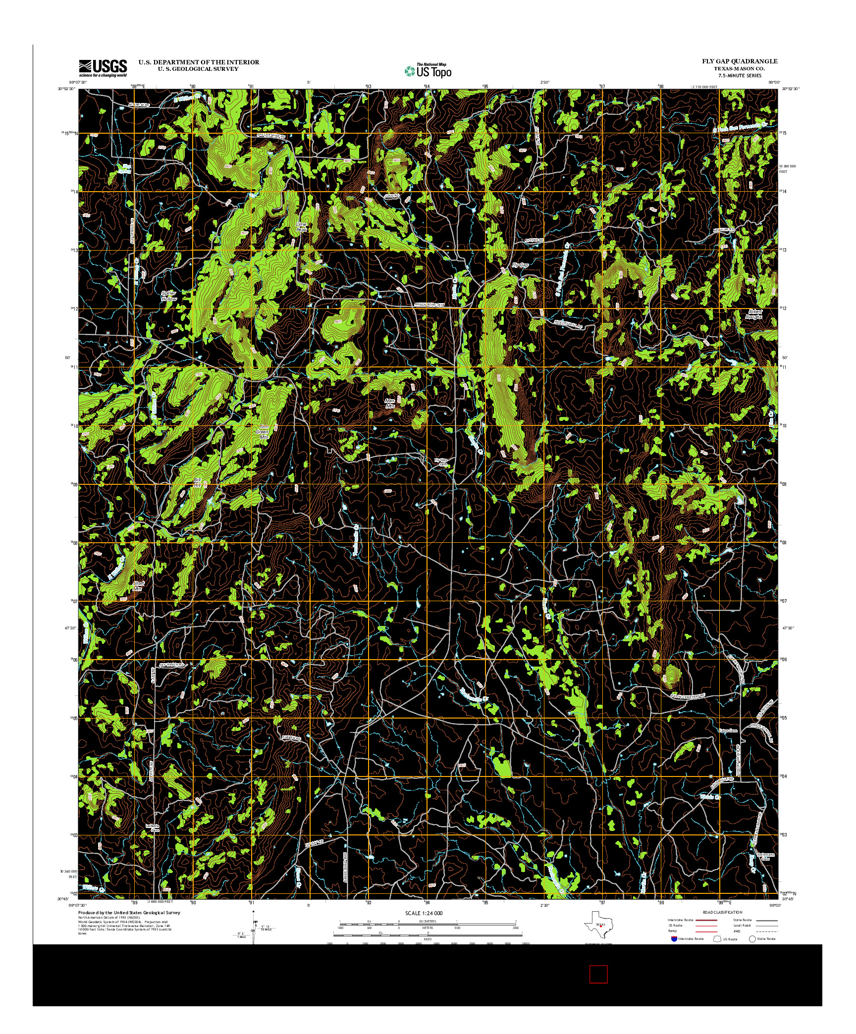 USGS US TOPO 7.5-MINUTE MAP FOR FLY GAP, TX 2012