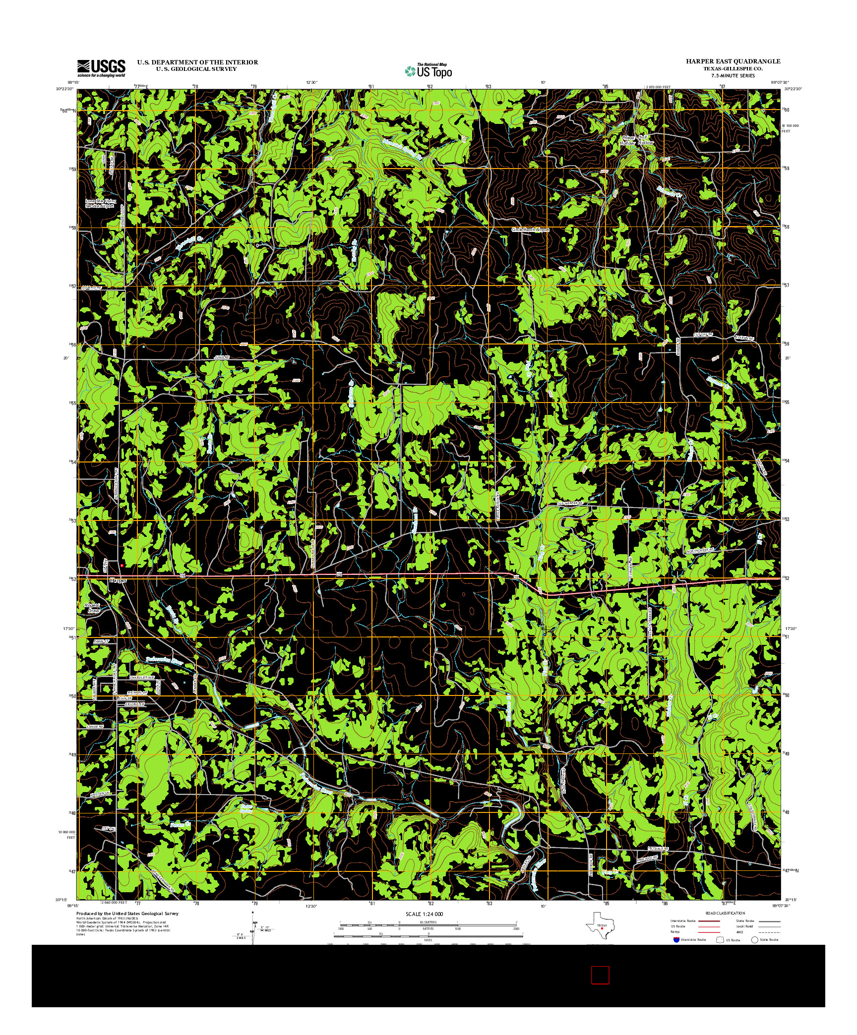 USGS US TOPO 7.5-MINUTE MAP FOR HARPER EAST, TX 2012