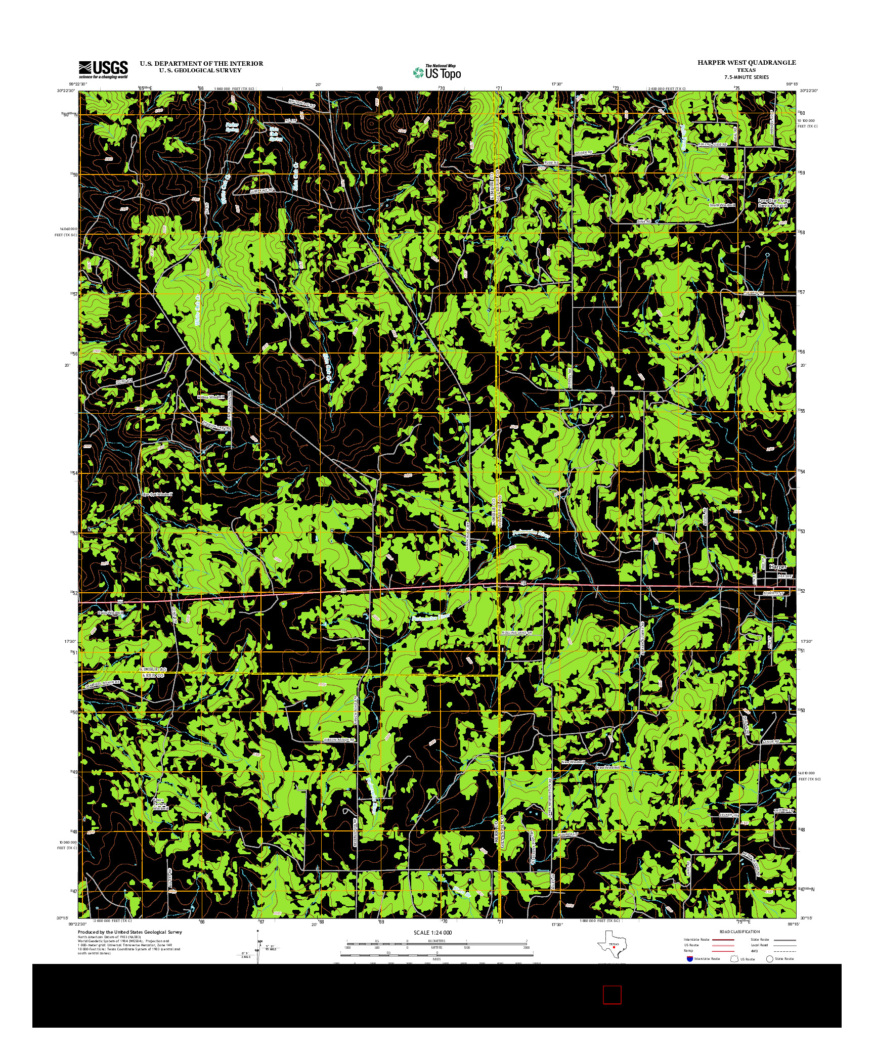 USGS US TOPO 7.5-MINUTE MAP FOR HARPER WEST, TX 2012
