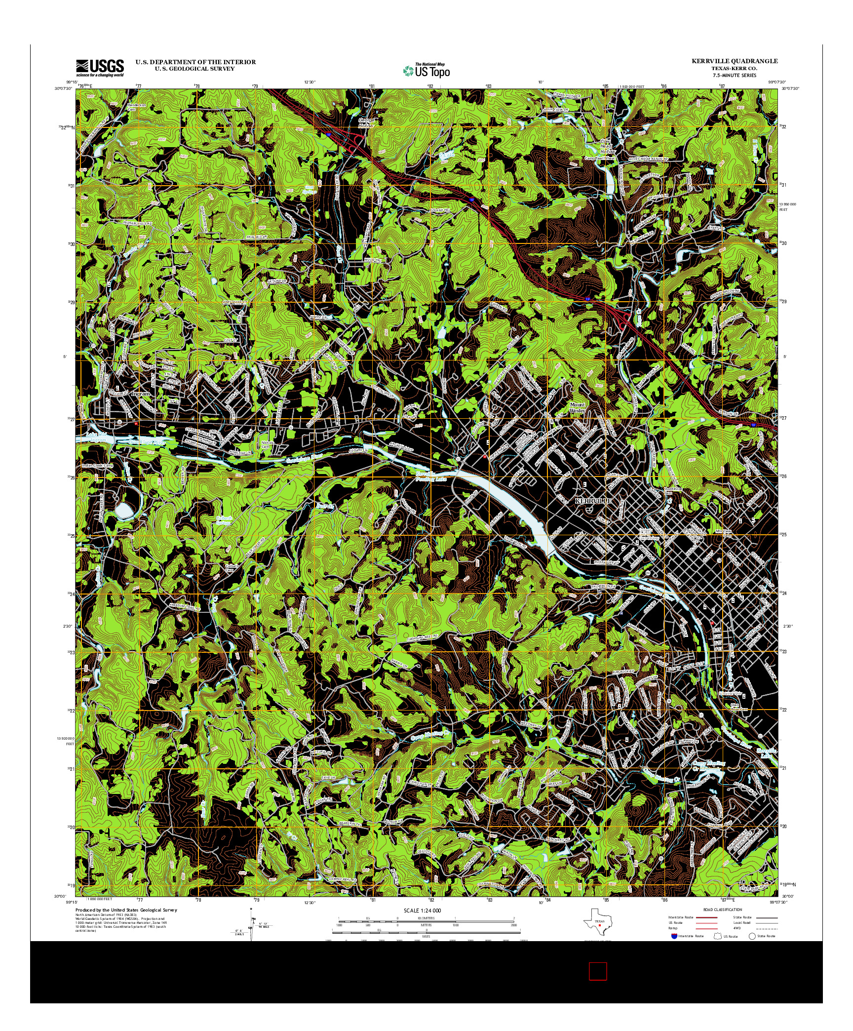 USGS US TOPO 7.5-MINUTE MAP FOR KERRVILLE, TX 2012