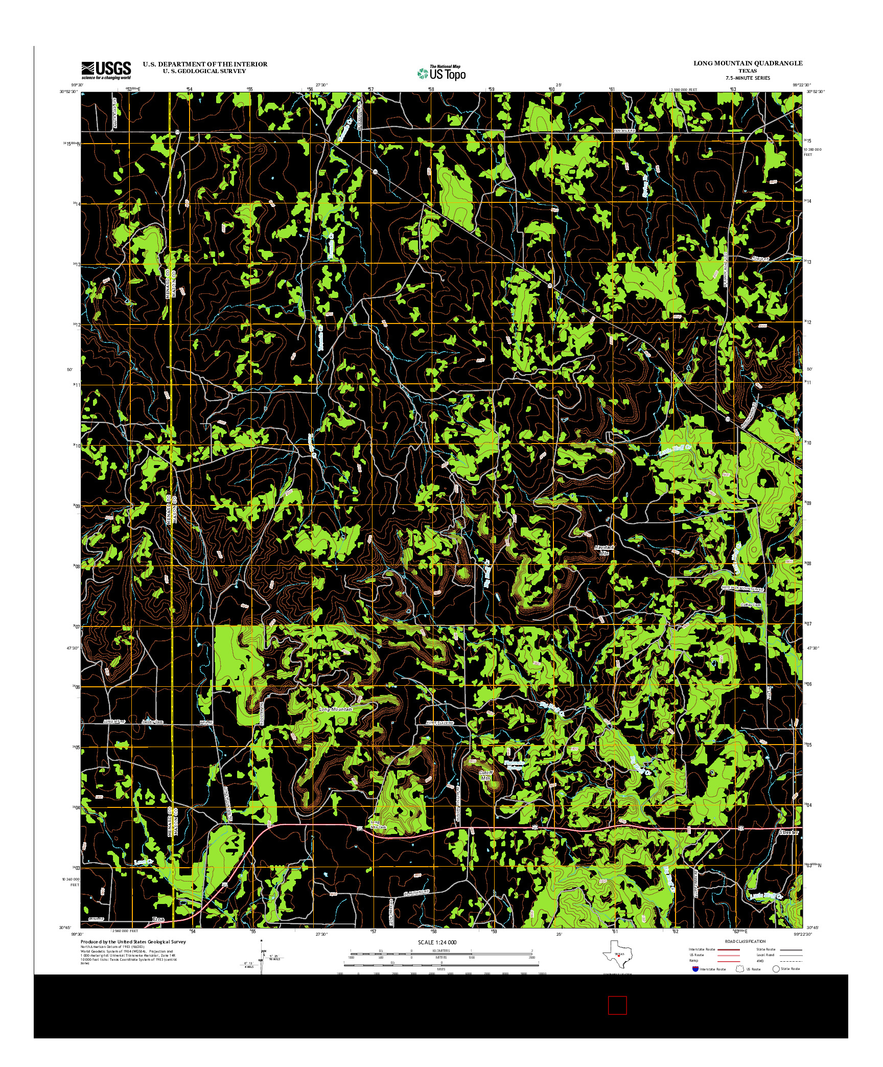 USGS US TOPO 7.5-MINUTE MAP FOR LONG MOUNTAIN, TX 2012