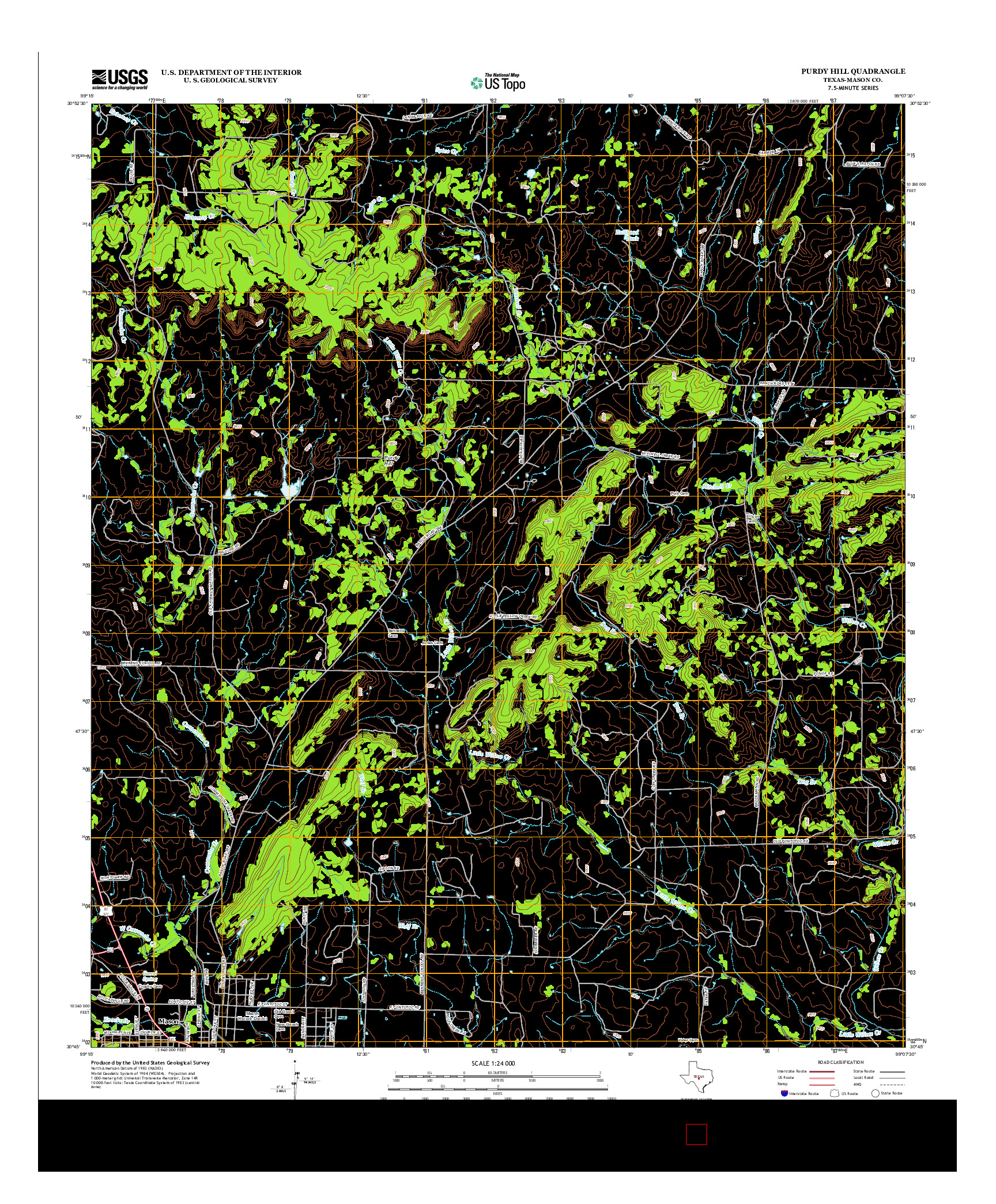 USGS US TOPO 7.5-MINUTE MAP FOR PURDY HILL, TX 2012