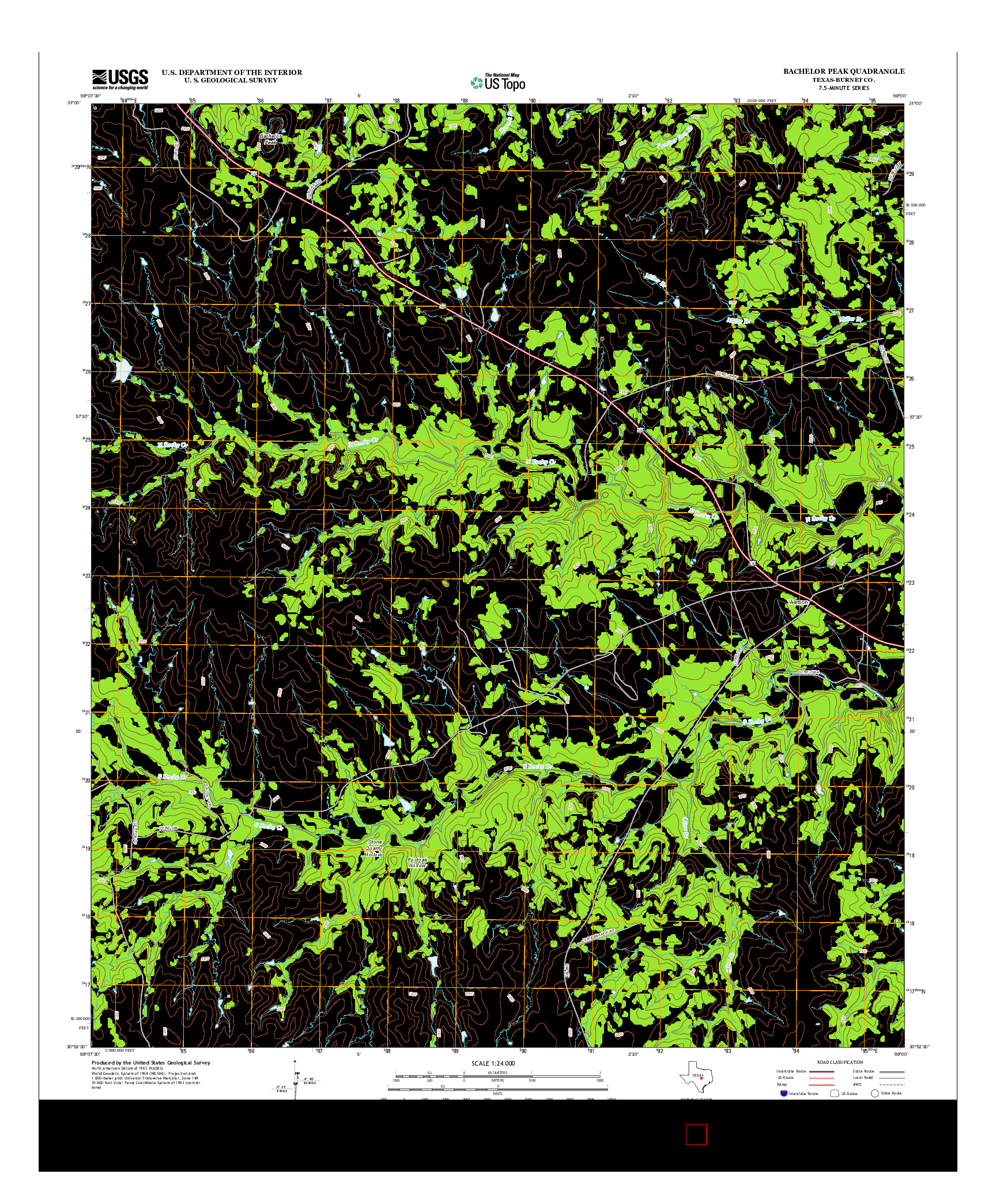 USGS US TOPO 7.5-MINUTE MAP FOR BACHELOR PEAK, TX 2012