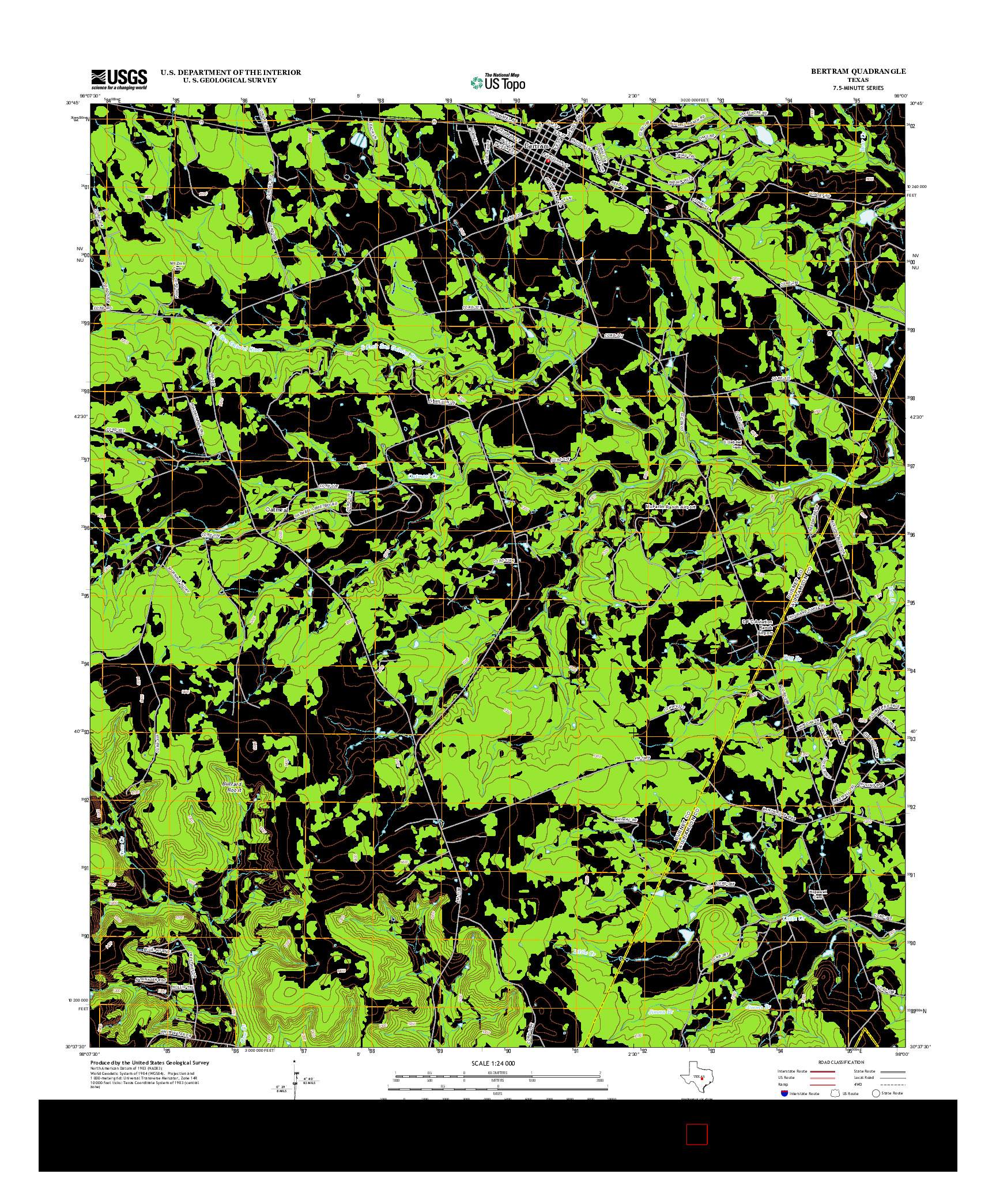 USGS US TOPO 7.5-MINUTE MAP FOR BERTRAM, TX 2012