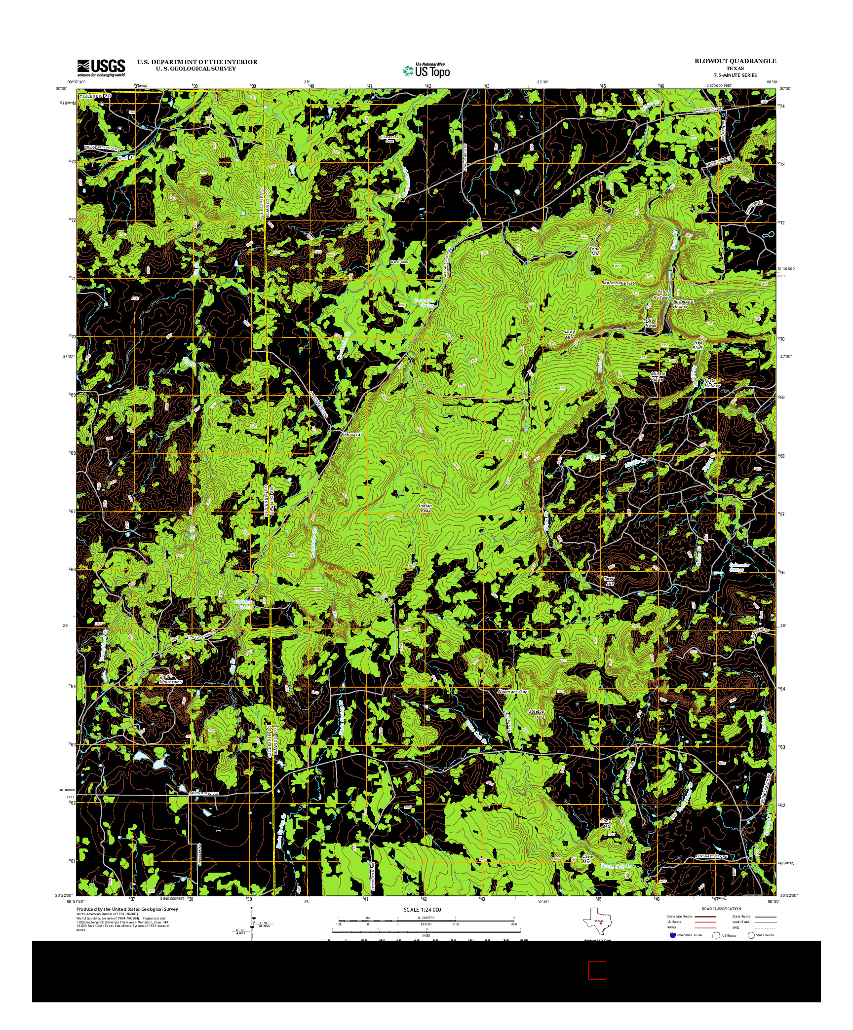 USGS US TOPO 7.5-MINUTE MAP FOR BLOWOUT, TX 2012